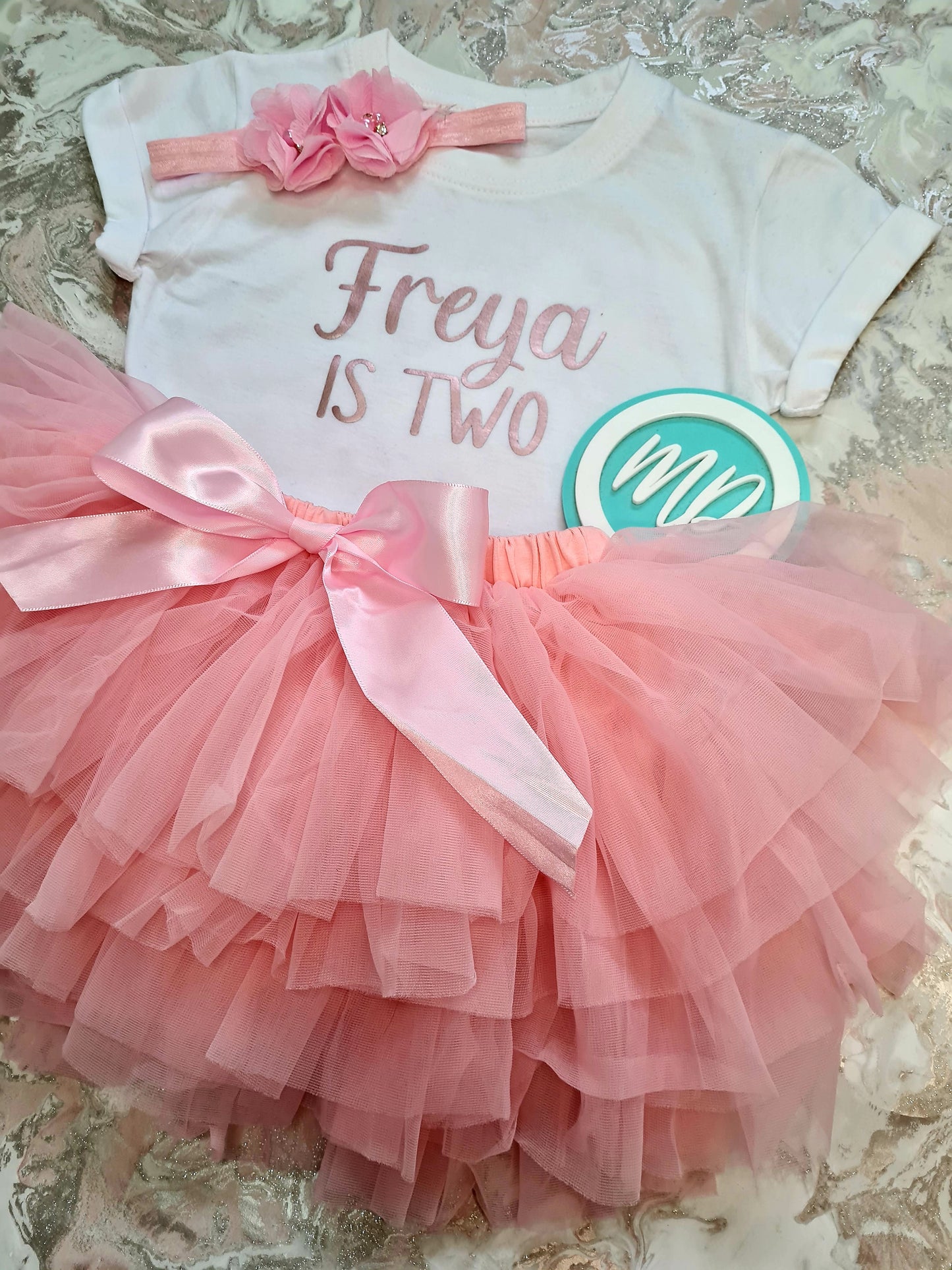 Girls Birthday Personalised Tutu Outfit - Newborn Photography - Personalised Baby Vest