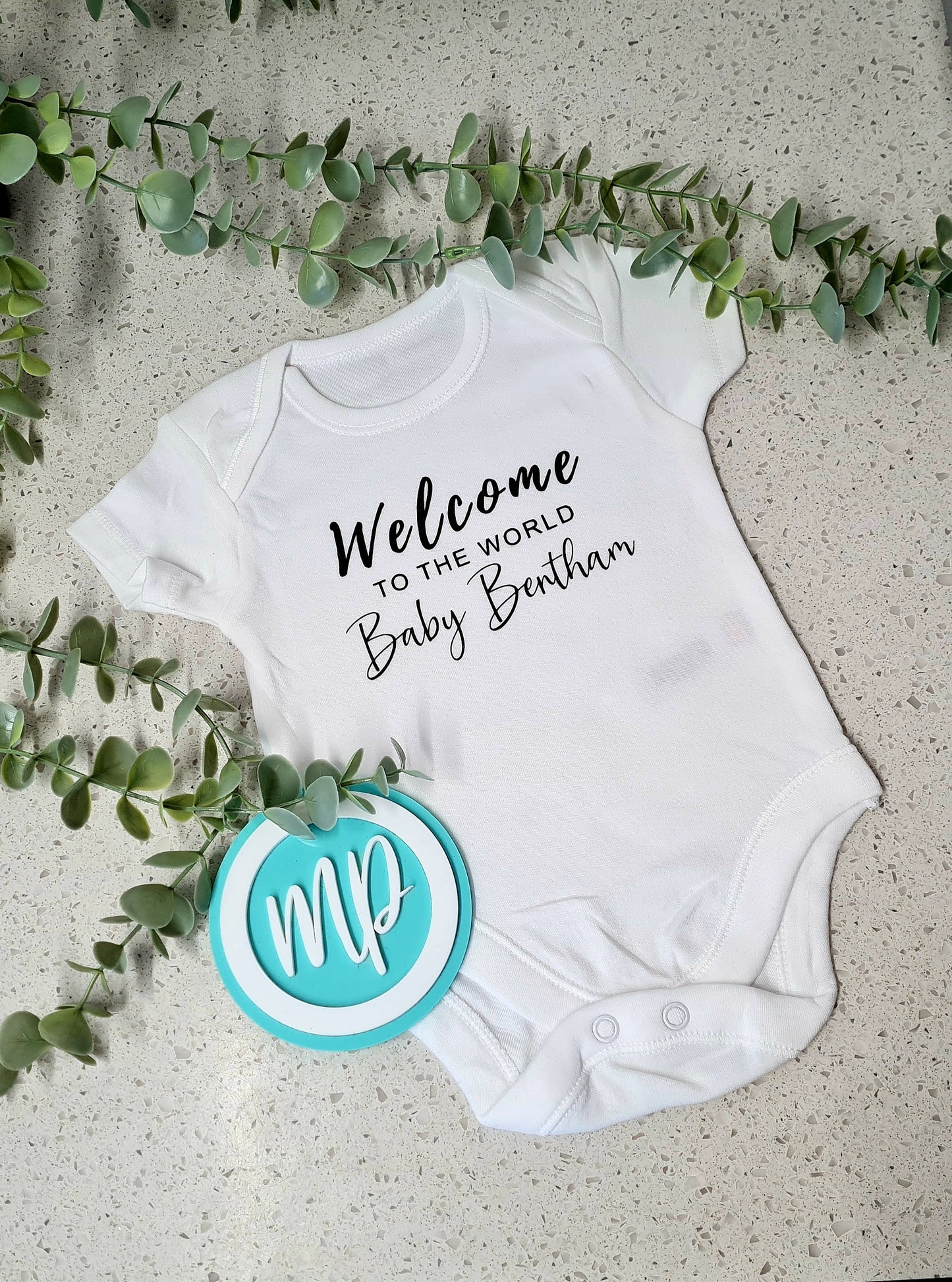 Welcome to the World Vest - New Baby Personalised Vest - Birth Announcement Vest