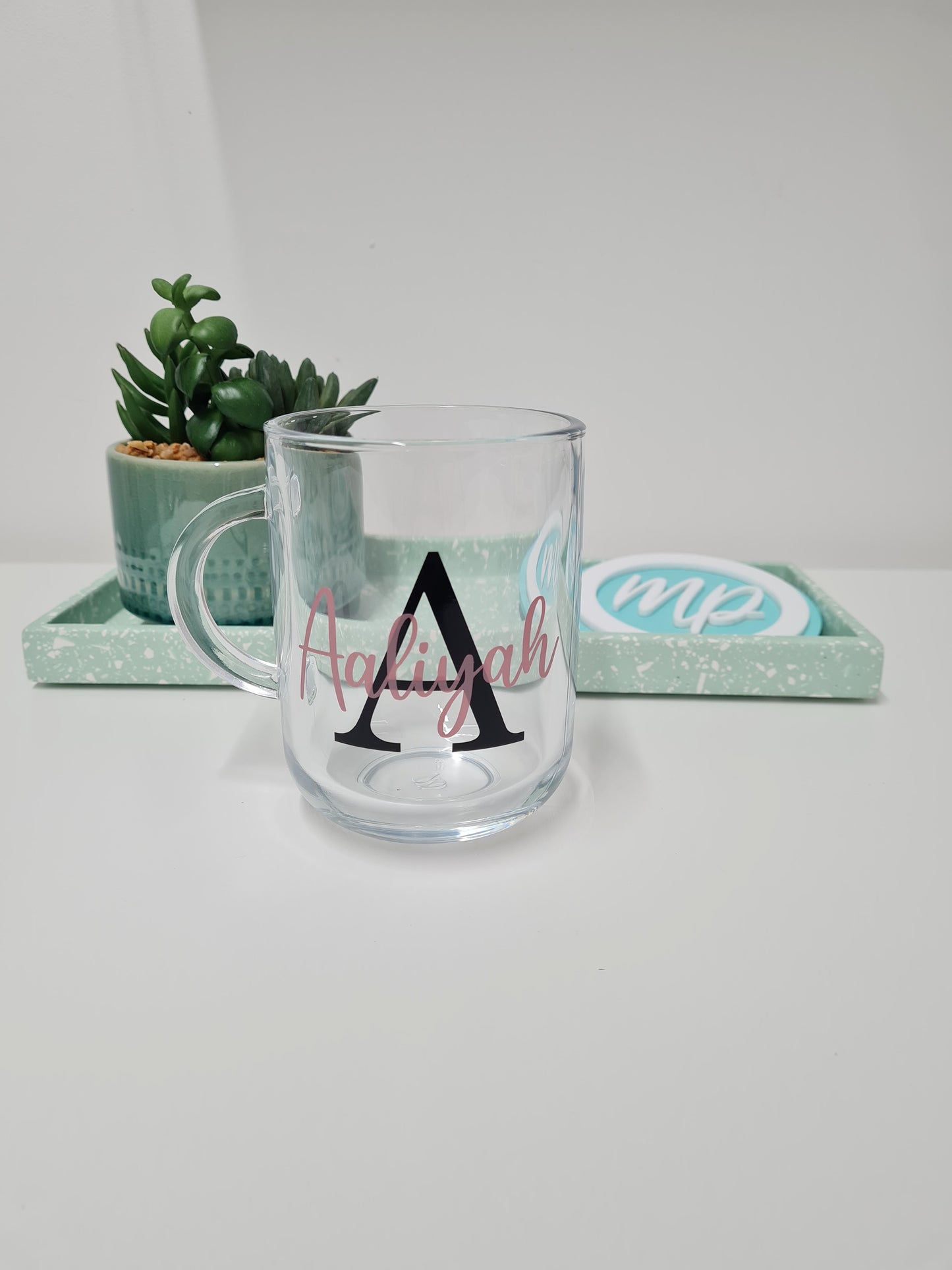 Personalised Glass Mug Gift - Inital and Name Mug