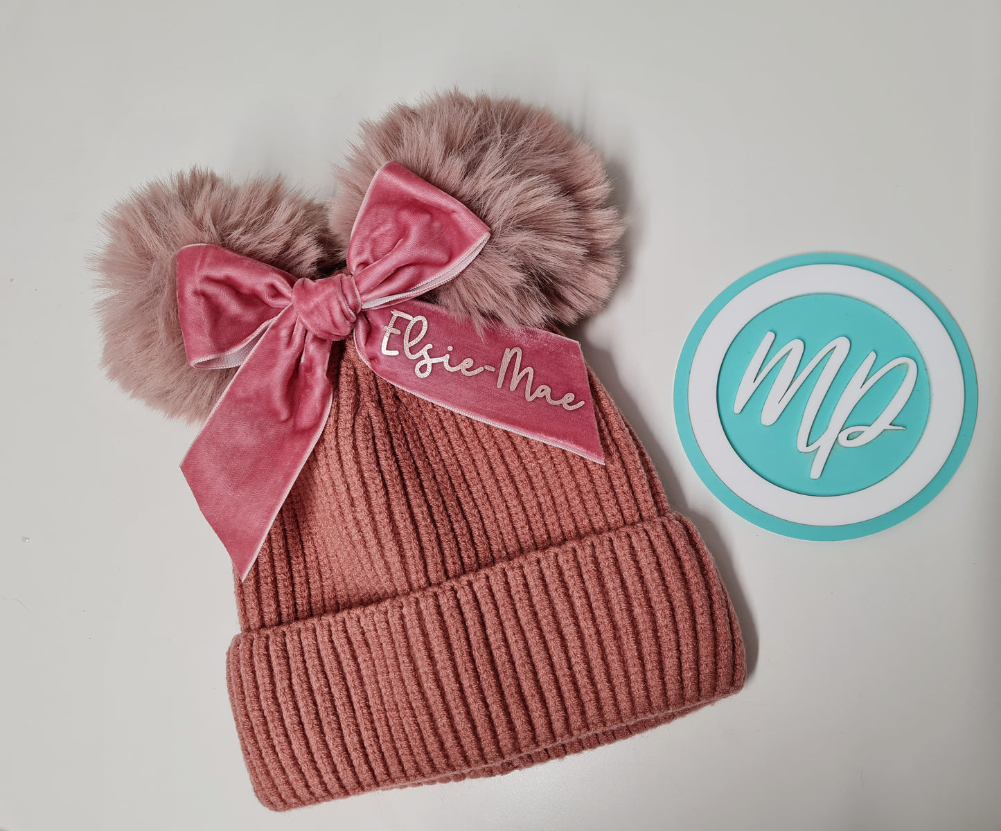 Girls Winter Pom Pom Hat - Personalised Wooly Lined Hat With Bow