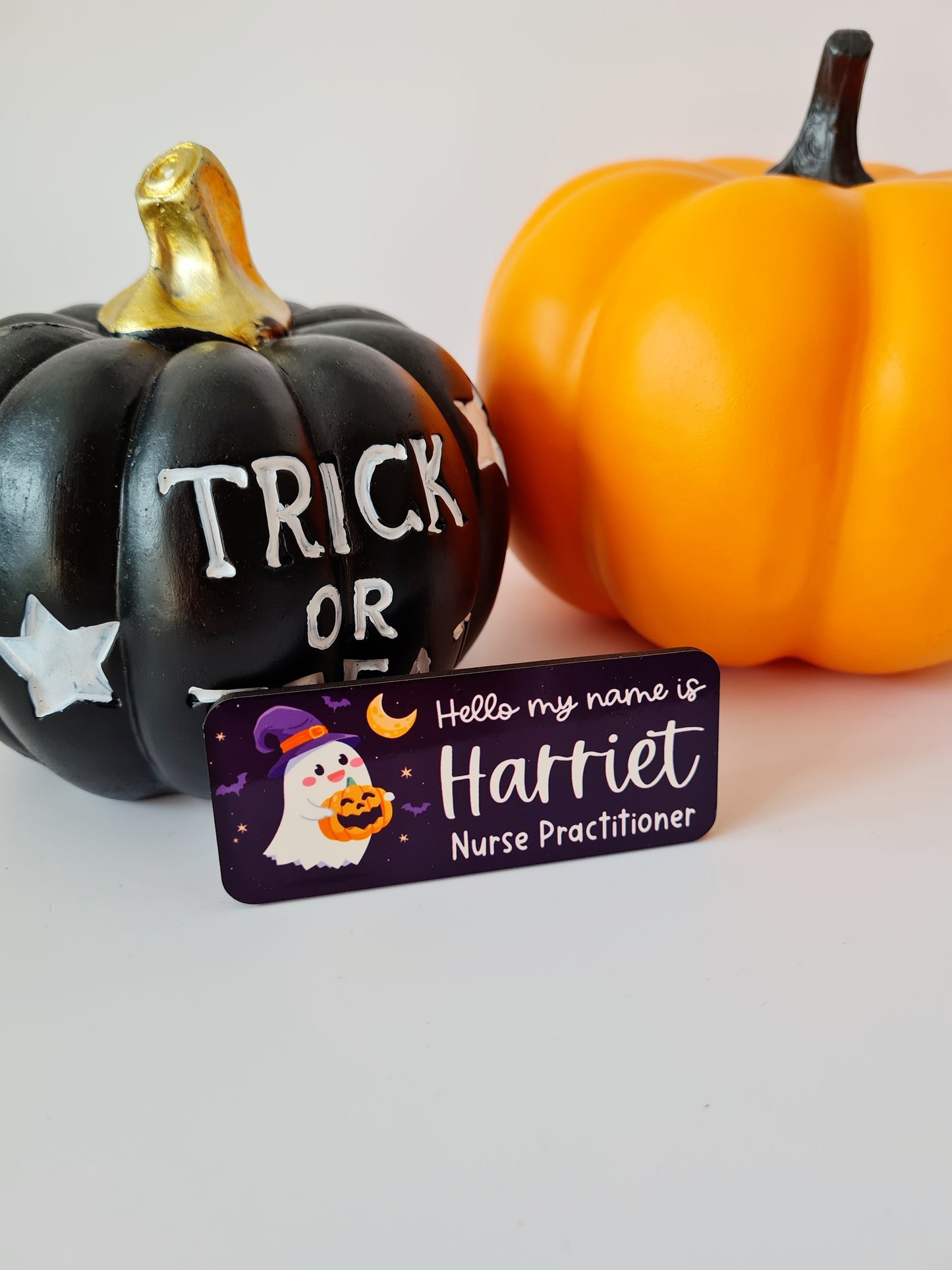 Black Cute Halloween Ghost Name Badge For Nurse, Midwife, Student Nurse, Student Midwife, NHS, Doctor, Healthcare Name Badge