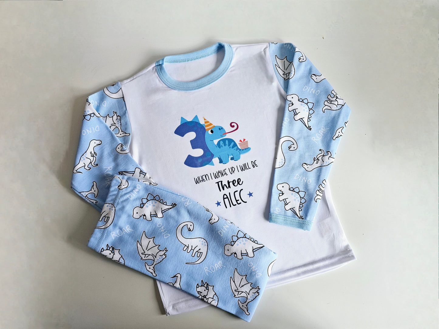 Childrens Birthday Dinosaur Pyjamas, When I wake Up Birthday Pyjamas