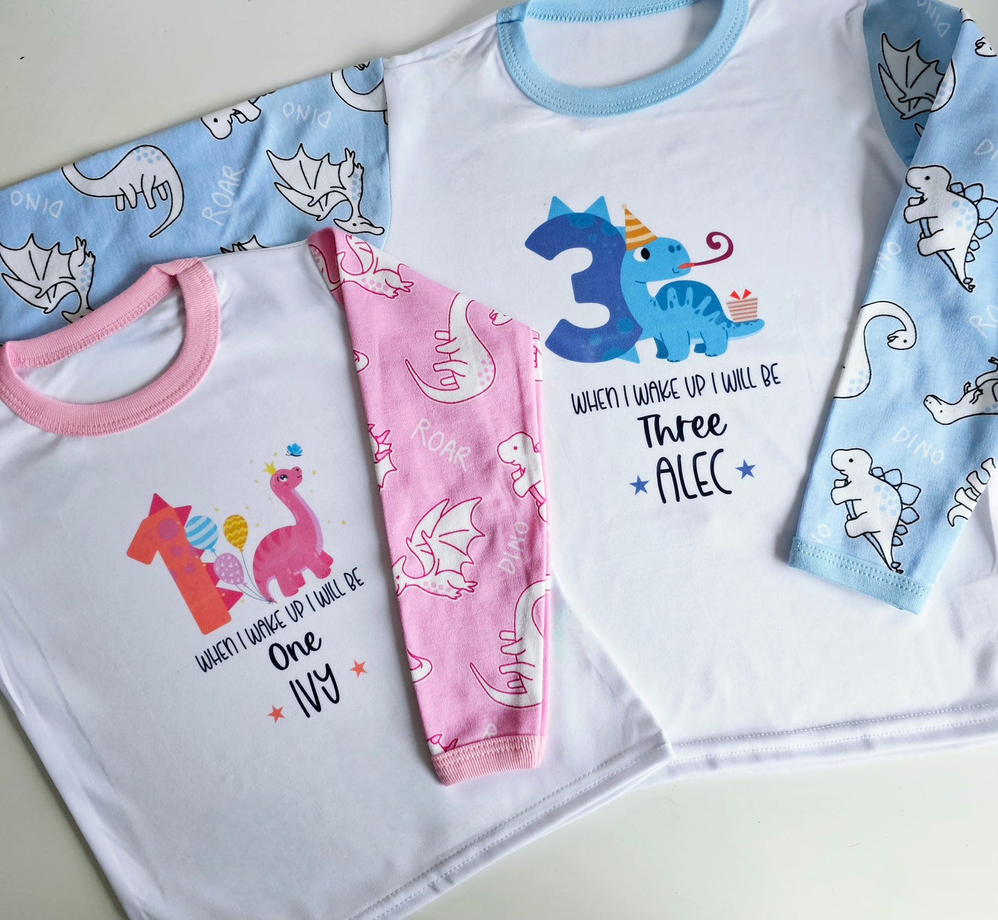 Childrens Birthday Dinosaur Pyjamas, When I wake Up Birthday Pyjamas