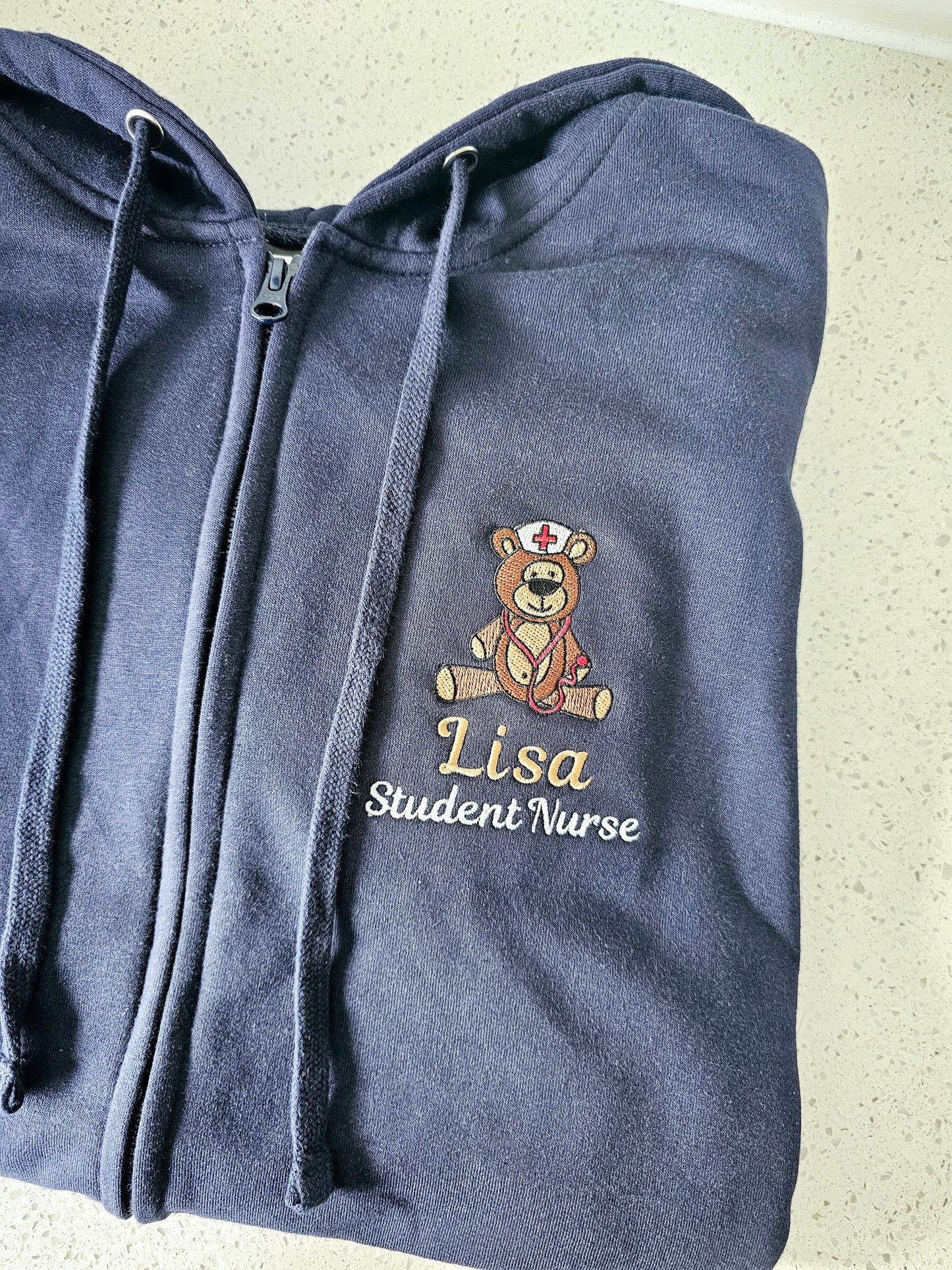 Embroidered Nurse Teddy Bear Hoodie, Personalised Hoodie, Student Nurse Gift, Nurse Gift