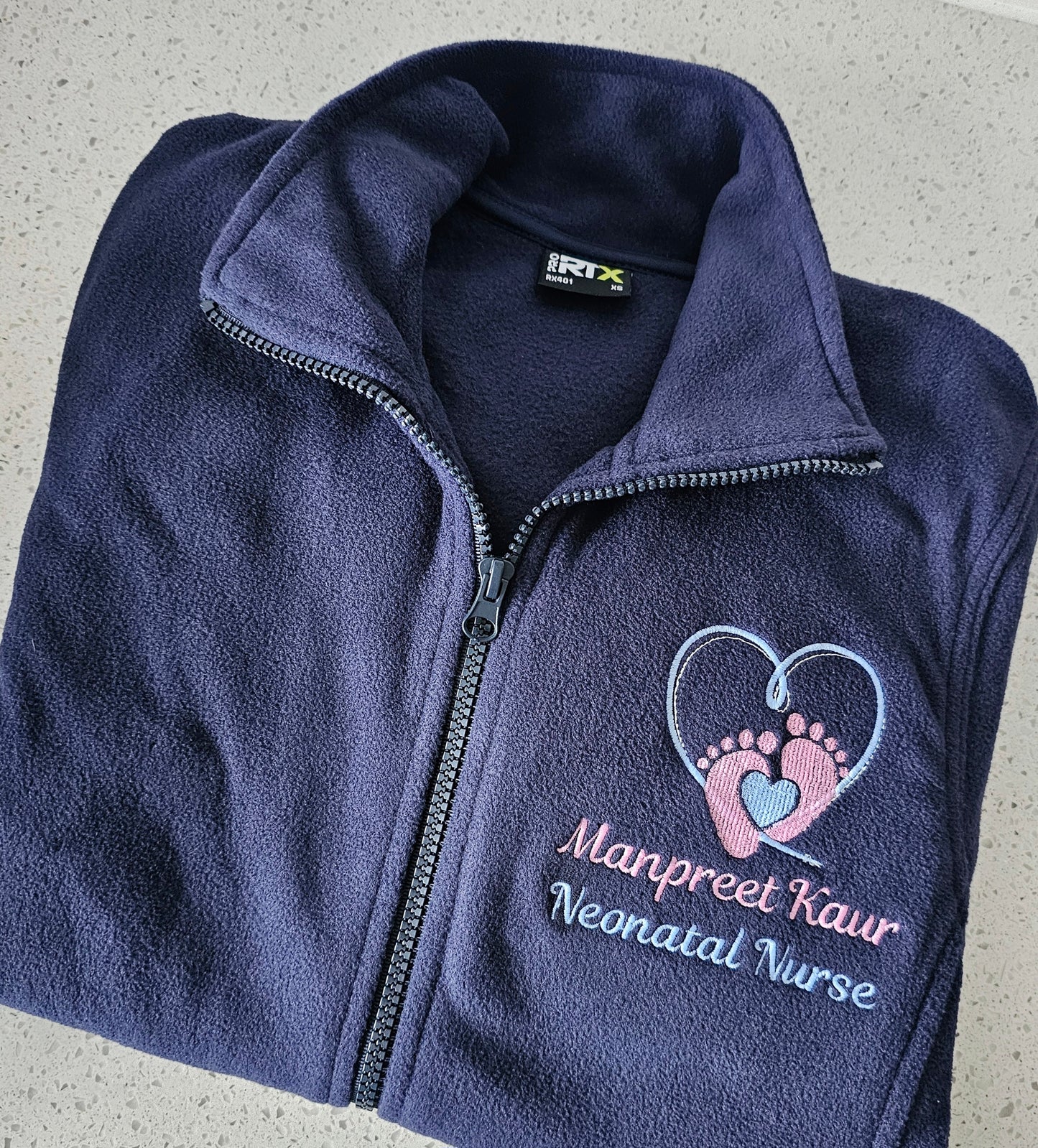Baby feet heart fleece, NICU nurse, midwife fleece, student midwife jacket, student nurse fleece, doctor fleece