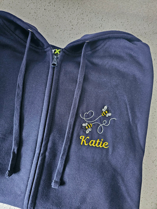 Embroidered Bumble Bee Hoodie - Healthcare - Health Visitor - Animal Design Embroidery