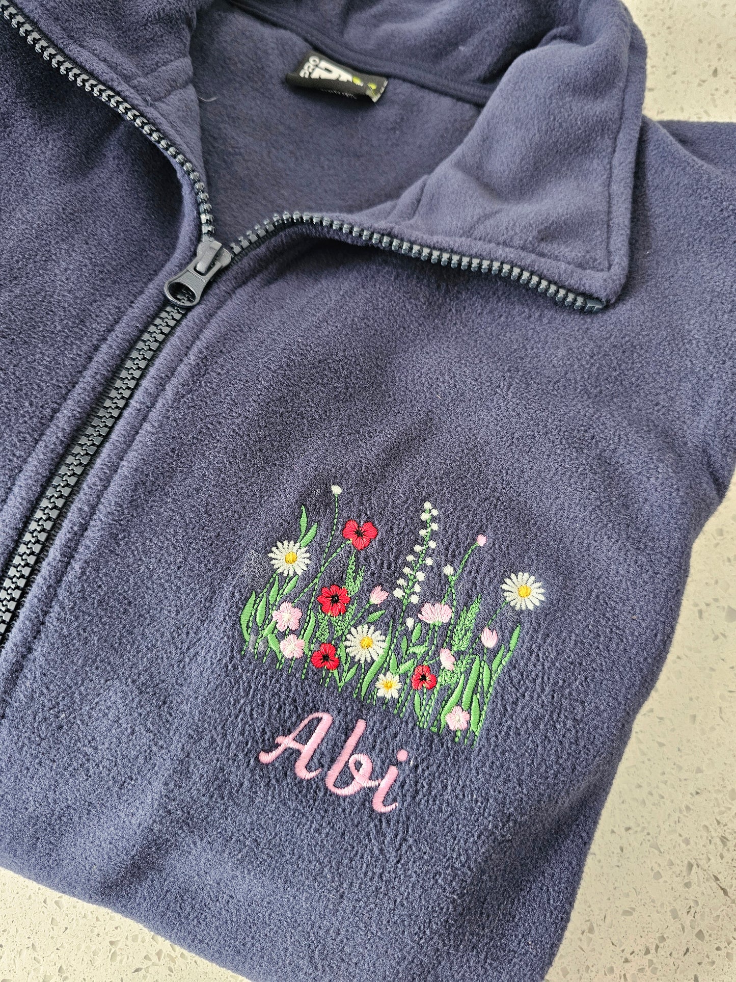 Wild Flower Personalised Fleece - Nurse Jacket - Midwife Jacket - Student fleece