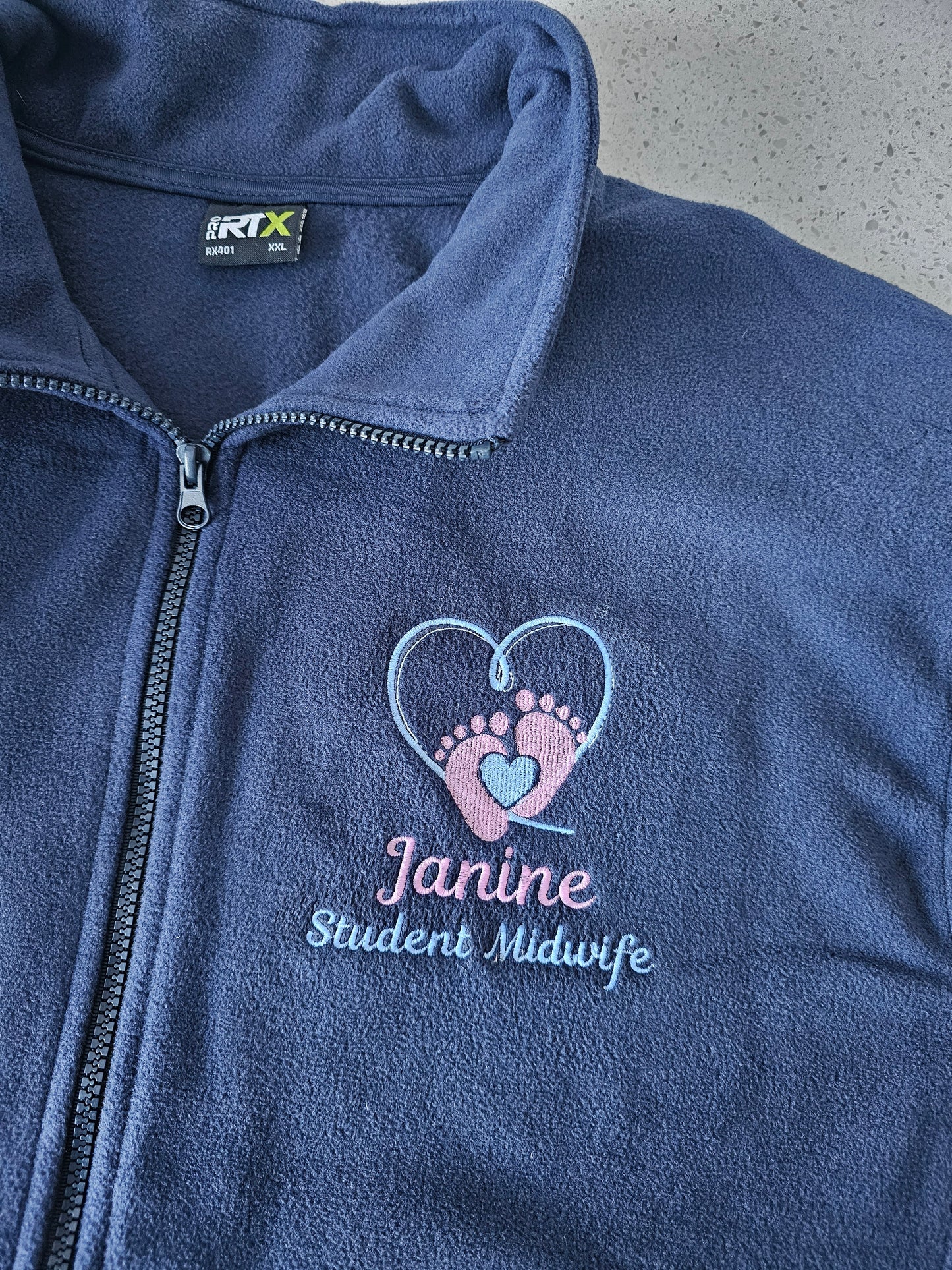 Baby feet heart fleece, NICU nurse, midwife fleece, student midwife jacket, student nurse fleece, doctor fleece