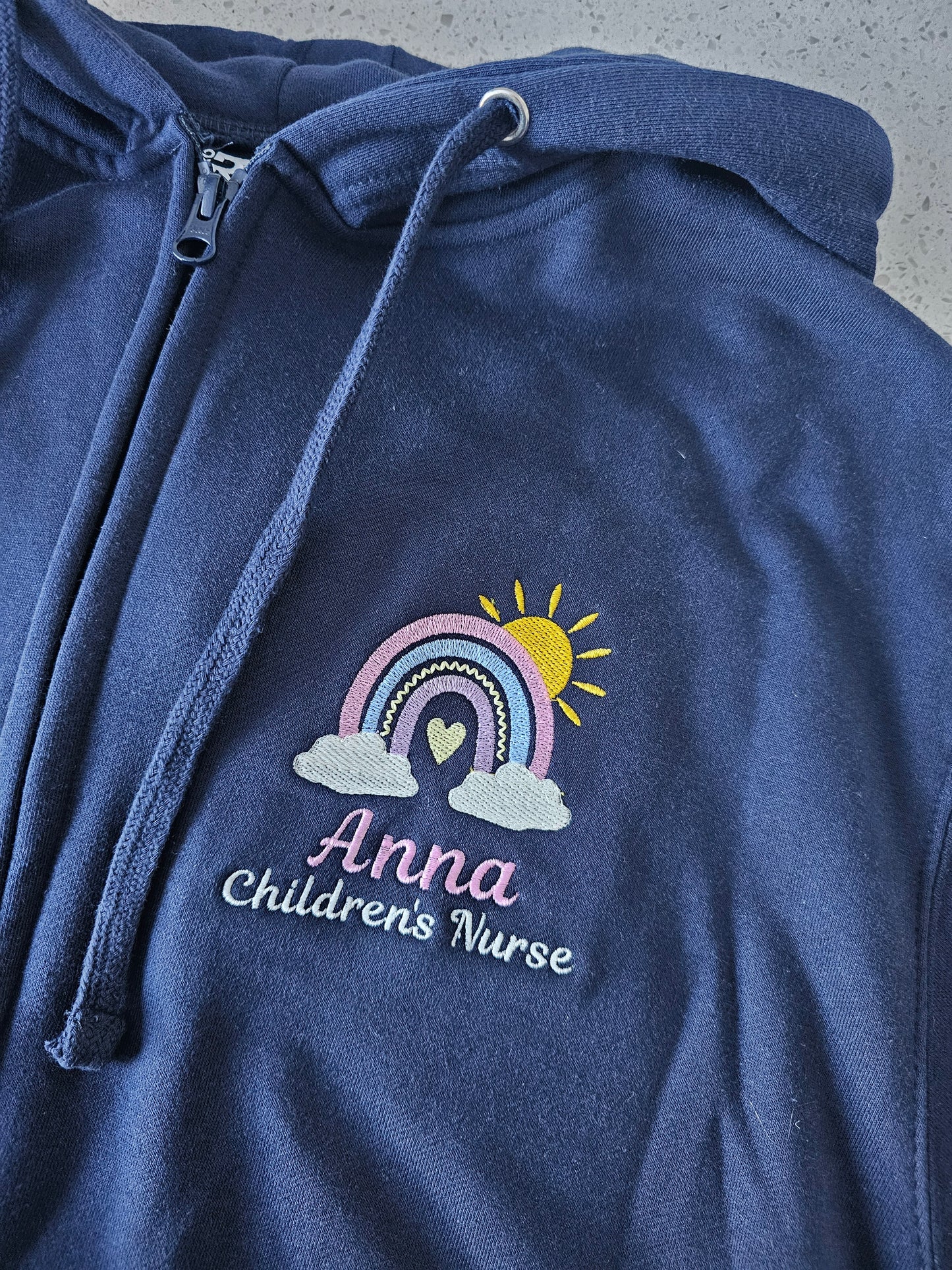 Embroidered Rainbow Hoodie - Healthcare - Health Visitor - Cute Rainbow Design Embroidery