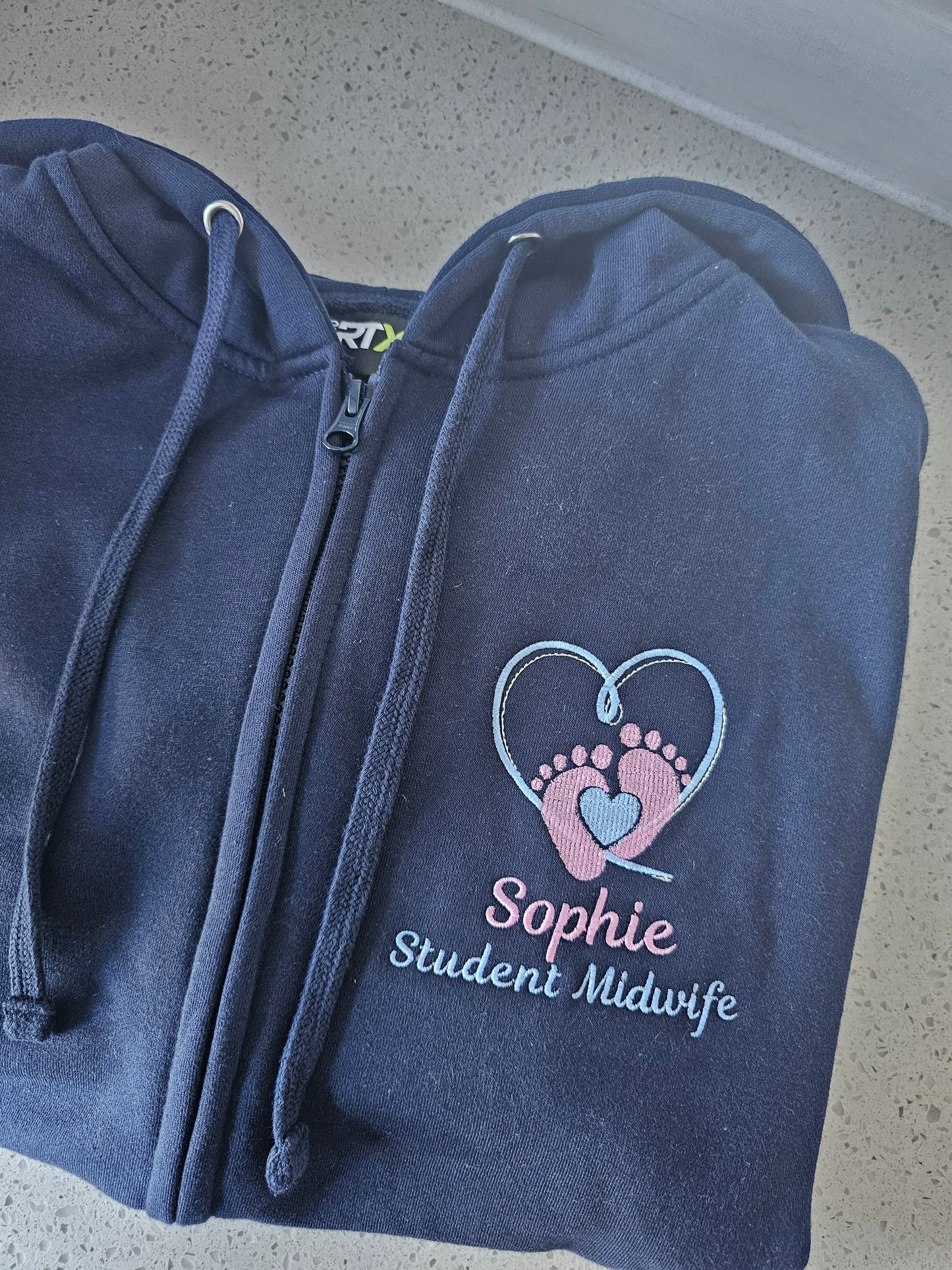 Embroidered Baby Feet Hearts Hoodie - Healthcare - Health Visitor - NICU Design Embroidery