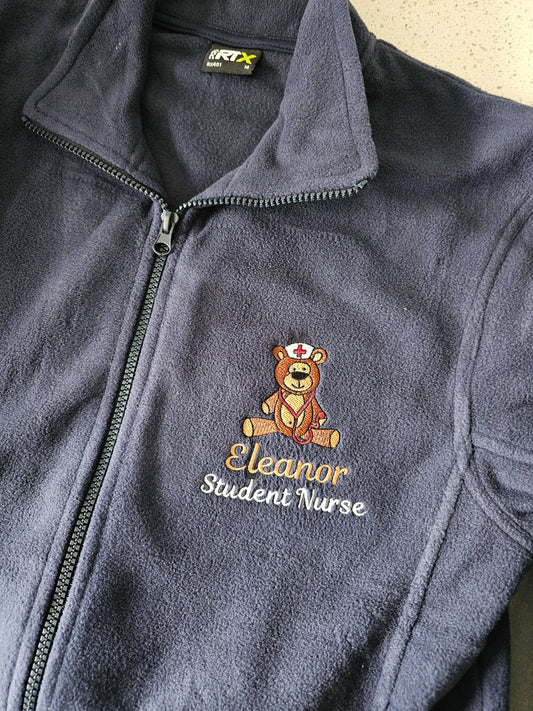 Nurse Teddy Bear Personalised Fleece - Nurse Jacket - Midwife Jacket - Student fleece - Doctor Stethoscope Bear