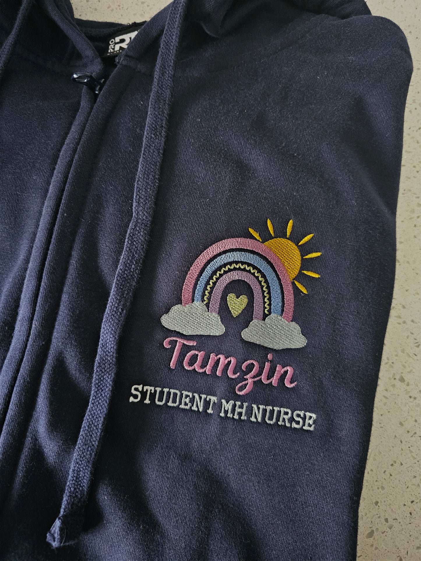Embroidered Rainbow Hoodie - Healthcare - Health Visitor - Cute Rainbow Design Embroidery