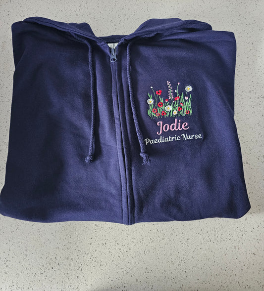 Embroidered Wild Flower Hoodie - Healthcare - Floral Design Embroidery