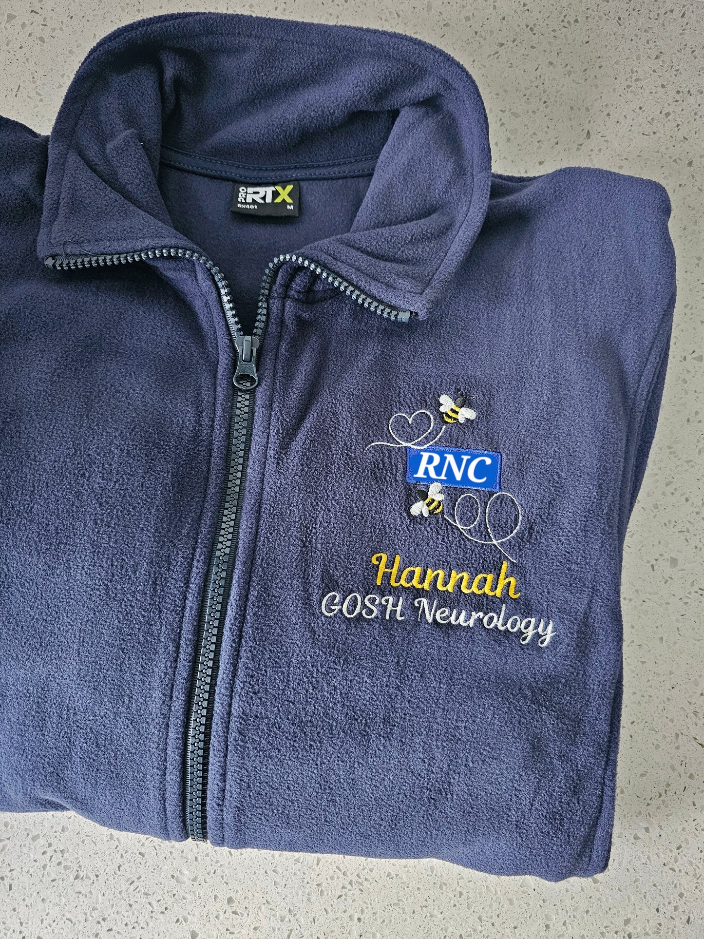 Bumble bee initials logo fleece, NICU nurse, midwife fleece, student midwife jacket, student nurse fleece, doctor fleece