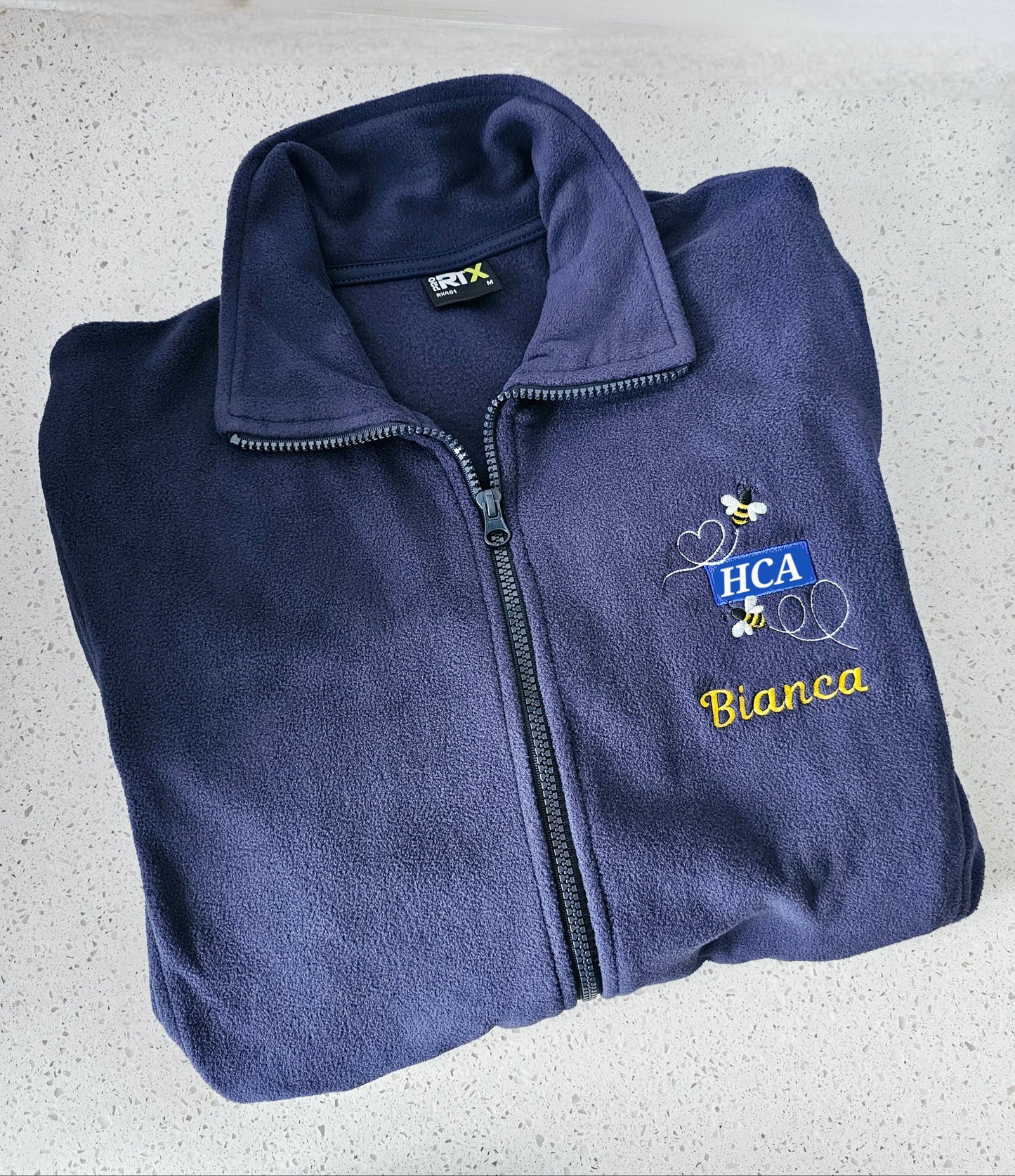 Bumble bee initials logo fleece, NICU nurse, midwife fleece, student midwife jacket, student nurse fleece, doctor fleece