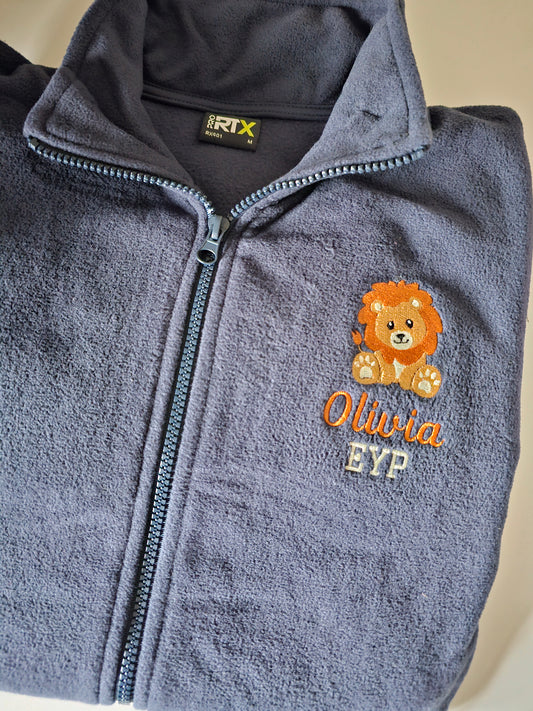 Lion Embroidered Personalised Fleece - Nurse Jacket - Midwife Jacket - Student fleece - Doctor jacket