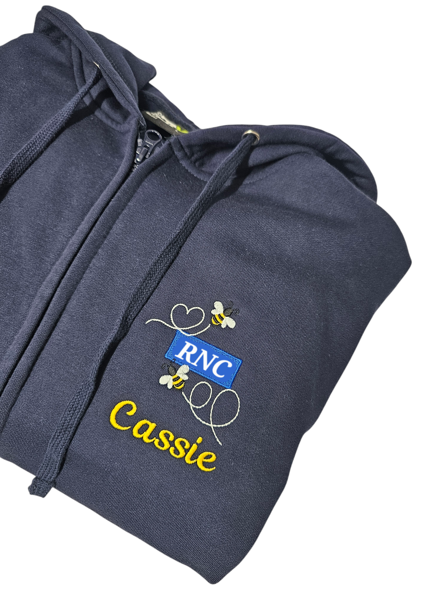 Embroidered Bumble Bee Hoodie with logo/initials, nurse hoodie, midwife hoodie, student nurse bees hoodie, doctor jacket, healthcare.