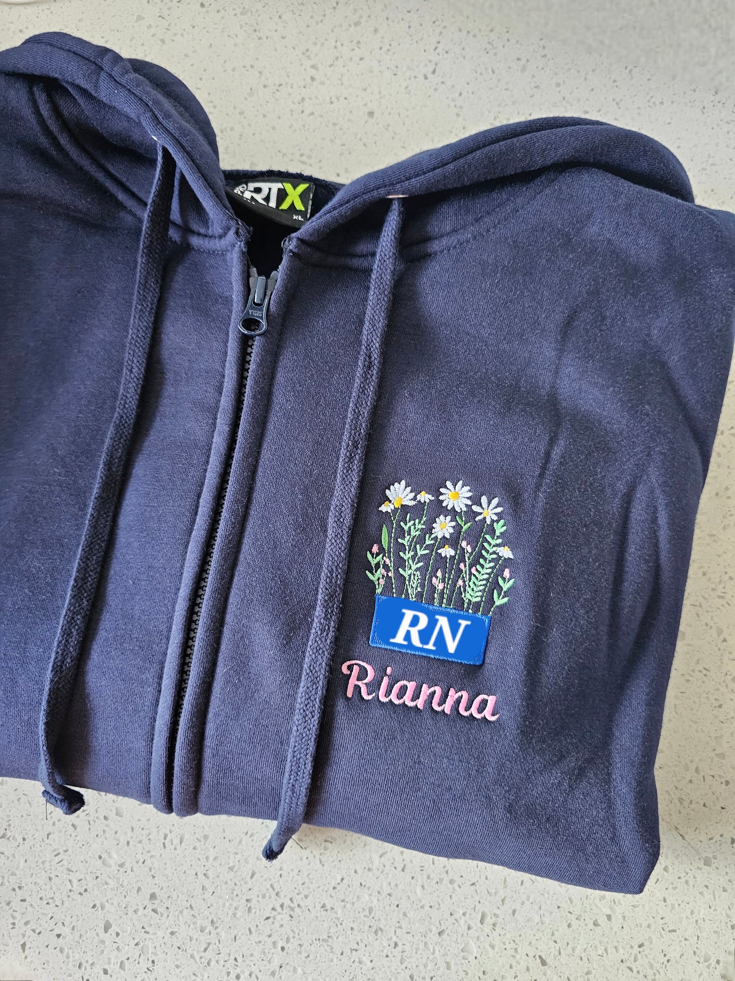 Embroidered Wild Flower Hoodie with logo, Healthcare Hoodie, Nurse Jacket, Student Midwife Hoodie, Initials Floral Design Embroidery