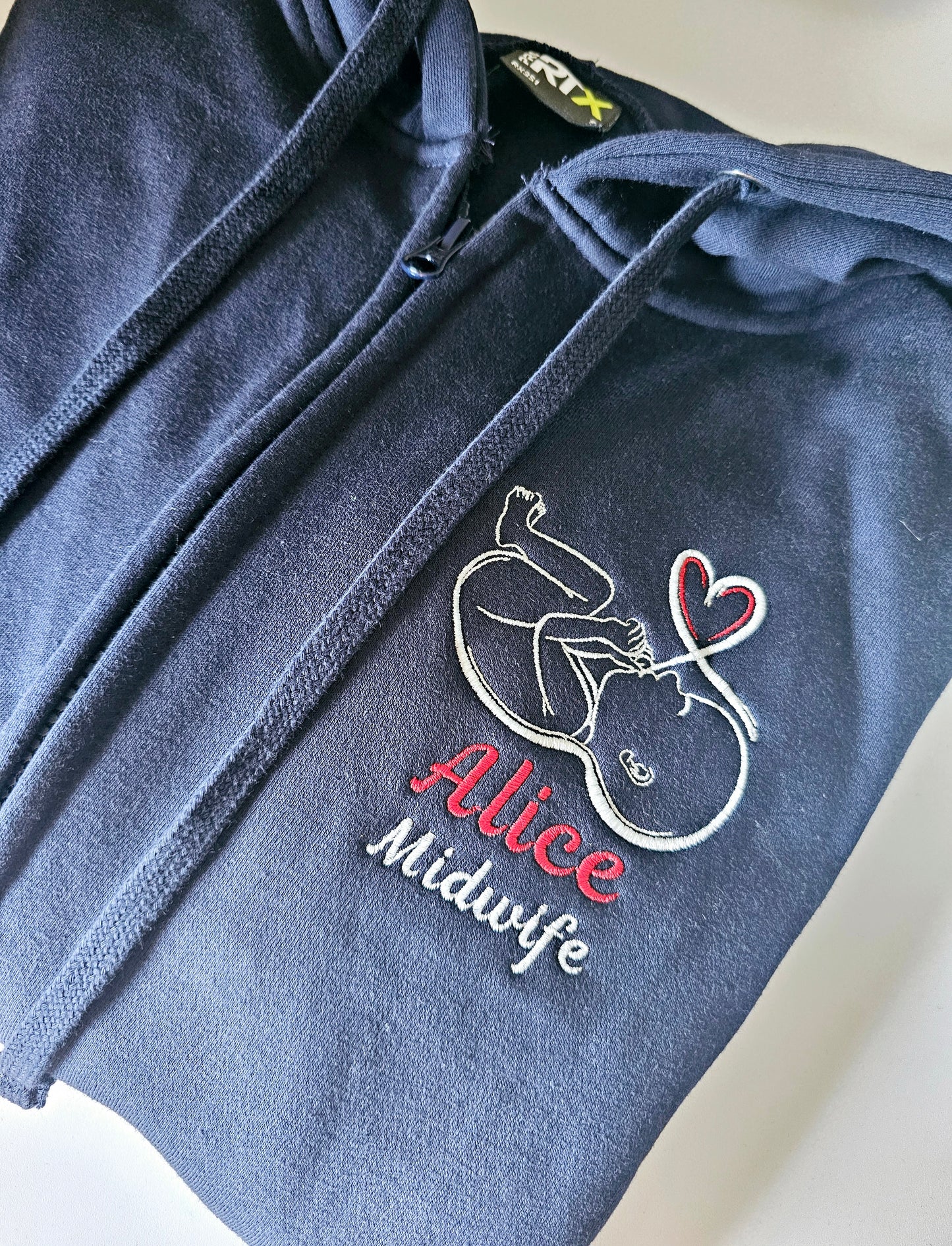 Embroidered Baby with Heart Design Hoodie. Student Midwife, Midwife, Doctor Jacket Hoodie