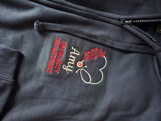 Stethoscope hearts embroidered hoodie - Nurse, Midwife, Doctor Jacket, zip up hoodie
