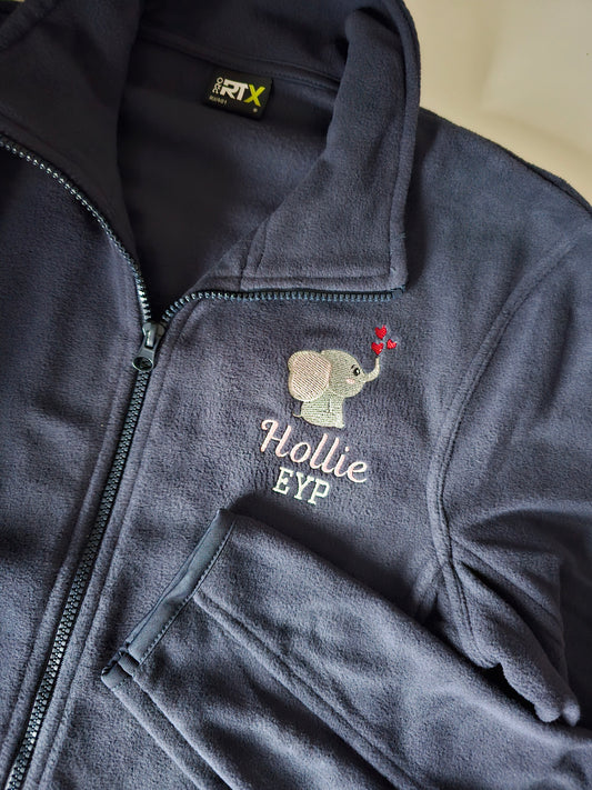 Embroidered Elephant Fleece - Healthcare - Elephant Animal Embroidered Fleece - Student Nurse, Student Midwife, Midwifery jacket, Doctor Gift