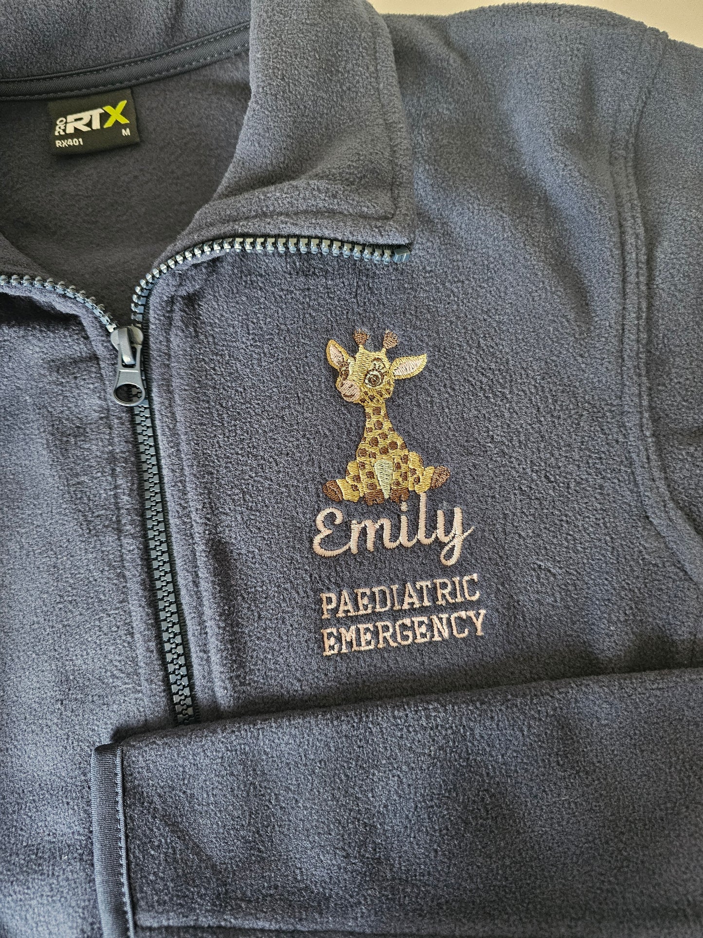 Embroidered Giraffe Fleece - Healthcare - Giraffe Embroidered Fleece - Student Nurse, Student Midwife, Midwifery jacket, Doctor Gift
