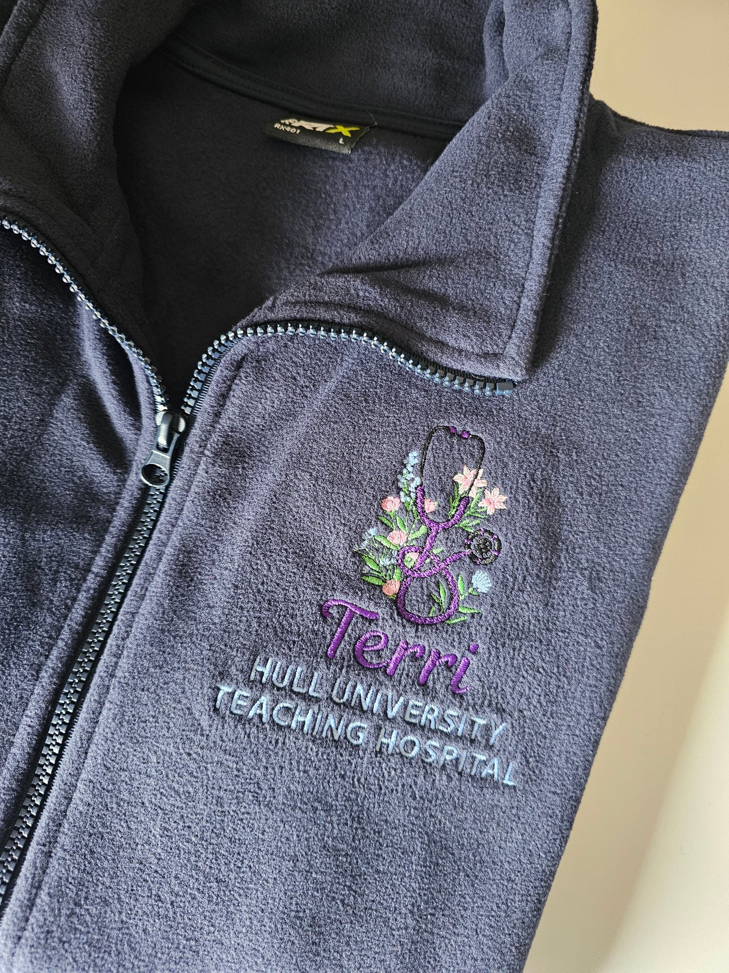 Embroidered Floral Stethoscope Fleece - Healthcare - Flowers and Stethoscope Embroidered Fleece - Student Nurse, Student Midwife, Midwifery jacket, Doctor Gift