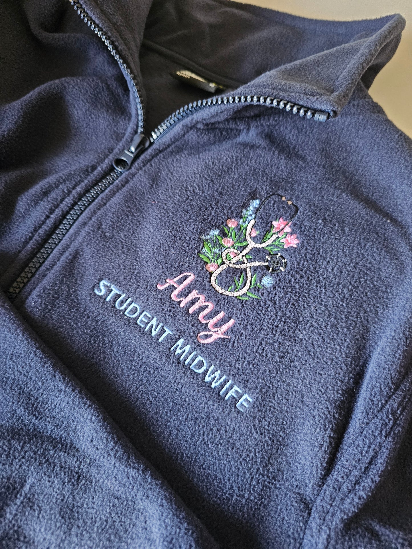 Embroidered Floral Stethoscope Hoodie - Healthcare - Student Nurse, Student Midwife, Flowers and Stethoscope Design Embroidery