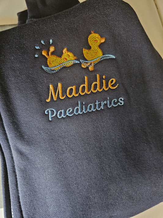 Embroidered Ducks Design Fleece, Healthcare Jacket, Student Nurse, Student Midwife, Nursing Shift Worker Jacket Cute Swimming Ducks Microfleece Embroidered