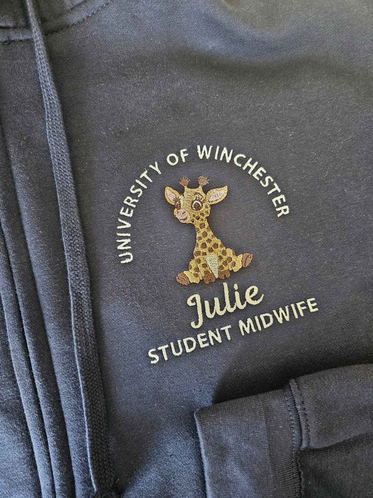 Embroidered Giraffe Fleece - Healthcare - Giraffe Embroidered Fleece - Student Nurse, Student Midwife, Midwifery jacket, Doctor Gift