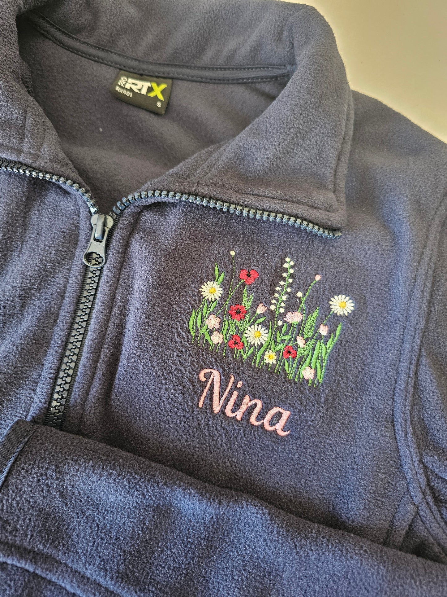 Wild Flower Personalised Fleece - Nurse Jacket - Midwife Jacket - Student fleece