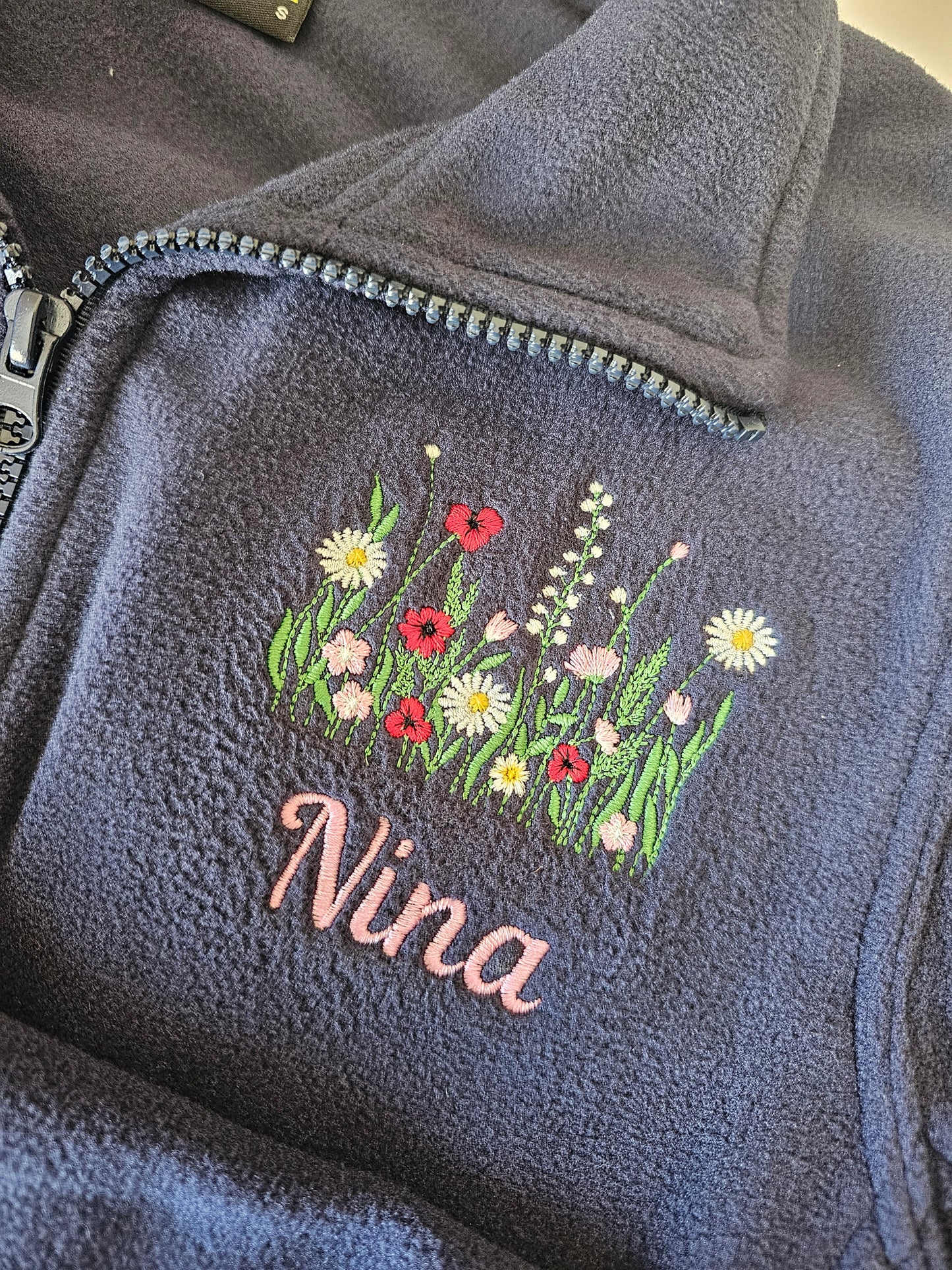 Wild Flower Personalised Fleece - Nurse Jacket - Midwife Jacket - Student fleece