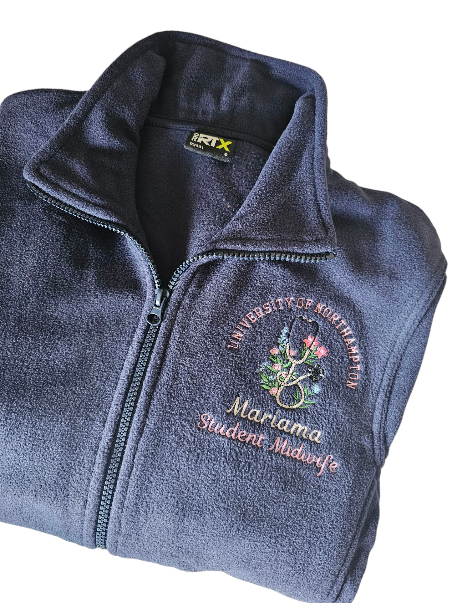 Embroidered Floral Stethoscope Fleece - Healthcare - Flowers and Stethoscope Embroidered Fleece - Student Nurse, Student Midwife, Midwifery jacket, Doctor Gift