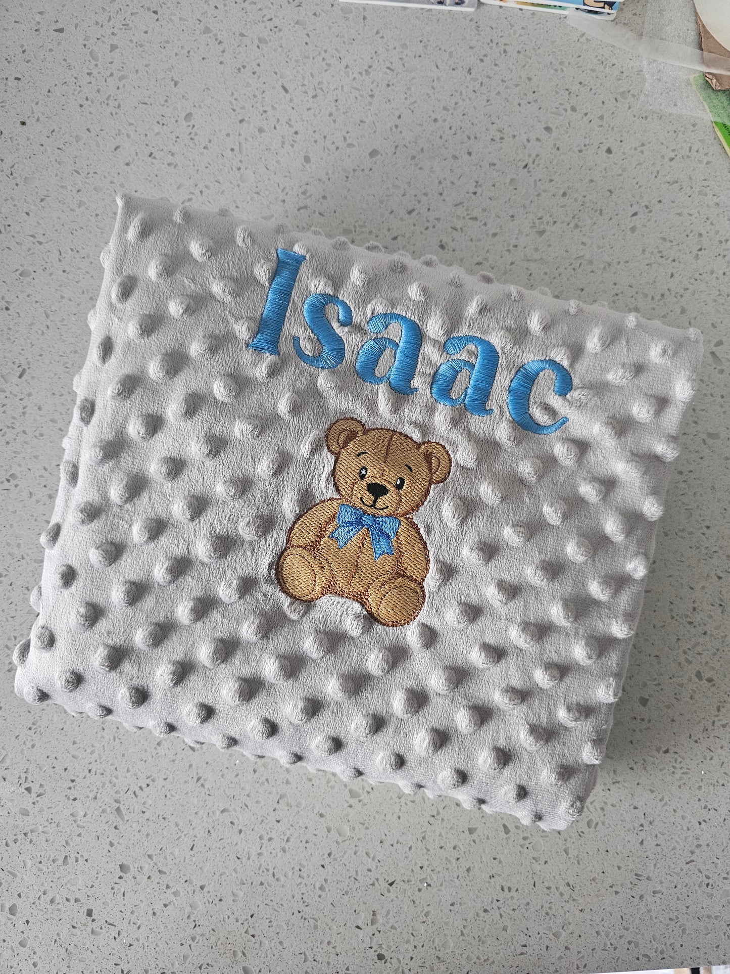 Personalised baby blanket, embroidered teddy baby blanket, new baby gift
