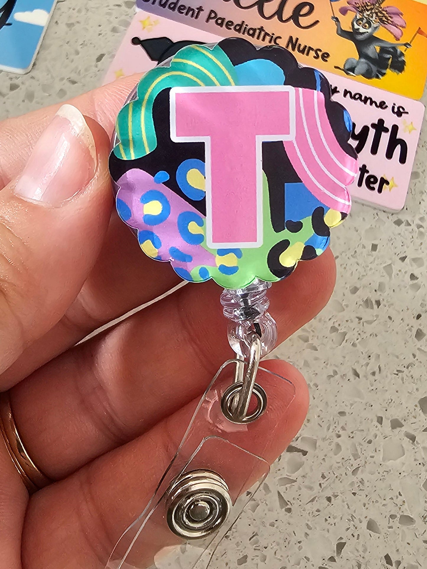 Retractable badge reel, printed badge reel for ID card, nurse, student nurse, midwife, midwifery student, doctor, healthcare personalised badge reel
