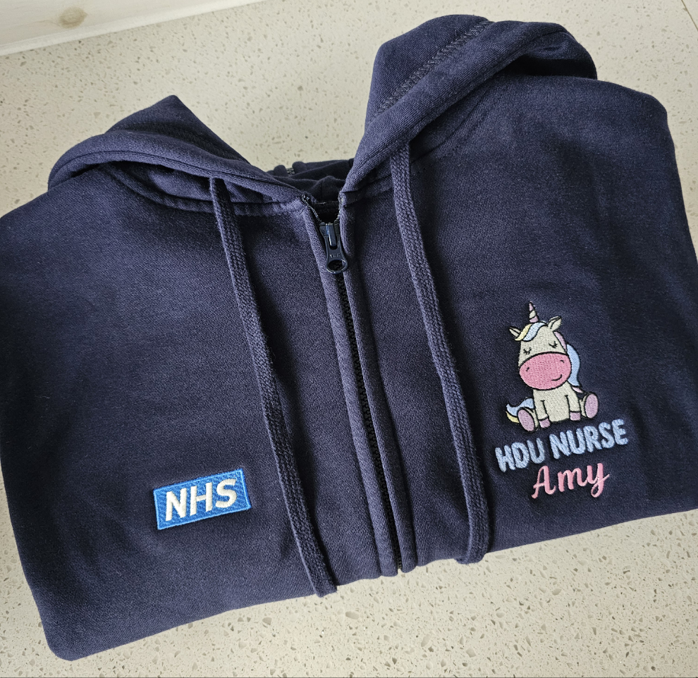 Embroidered Unicorn Hoodie - Healthcare - Student Nurse, Student Midwife Gift