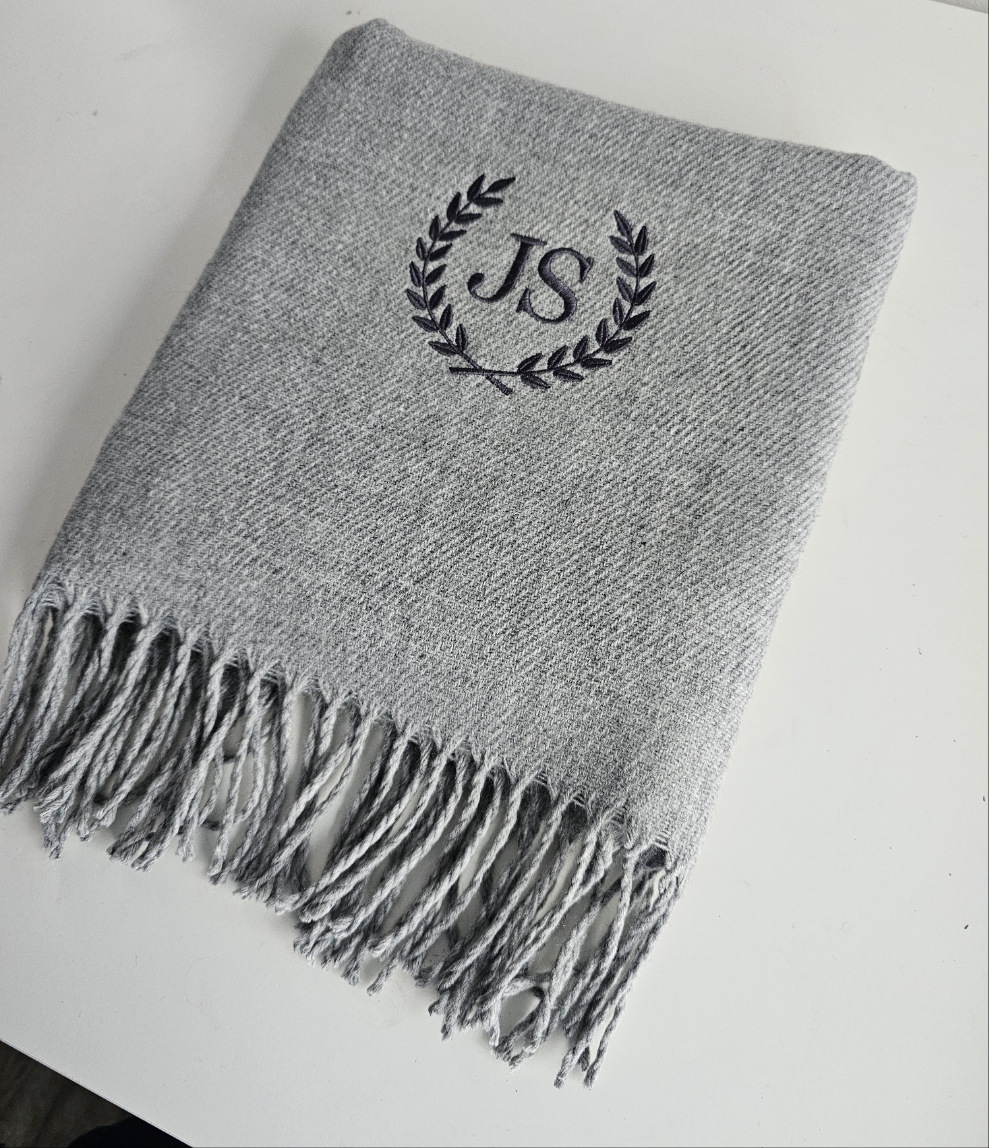 Embroidered scarf - initials or name bespoke scarves gift