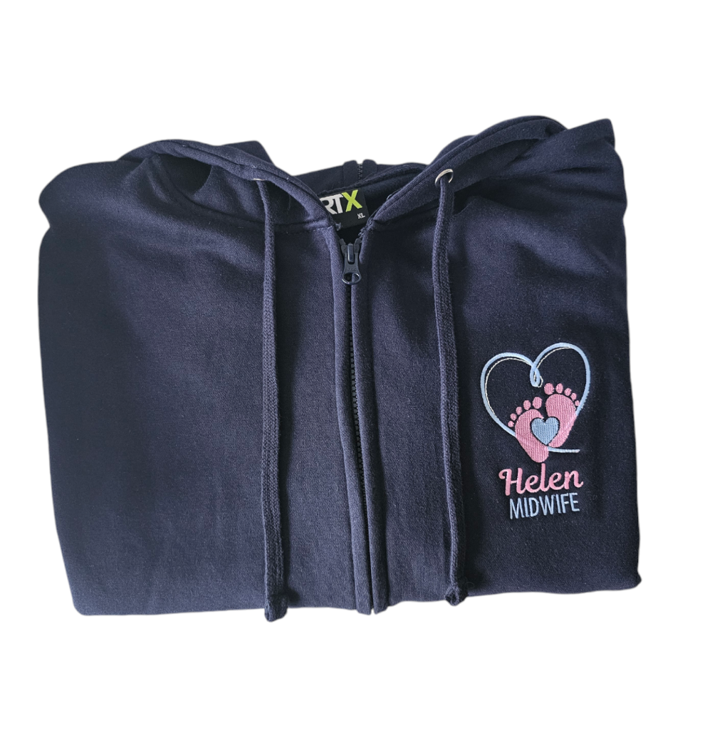 Embroidered Baby Feet Hearts Hoodie - Healthcare - Health Visitor - NICU Design Embroidery