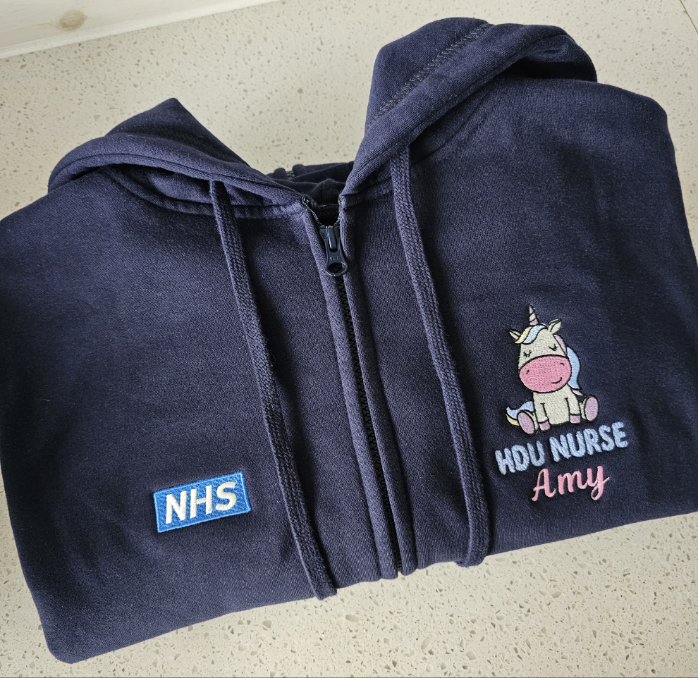 Embroidered Unicorn Hoodie - Healthcare - Student Nurse, Student Midwife Gift