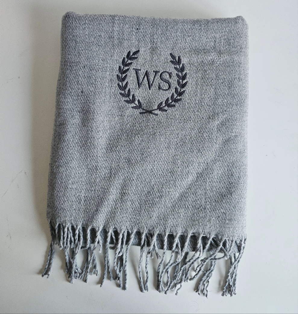 Embroidered scarf - initials or name bespoke scarves gift