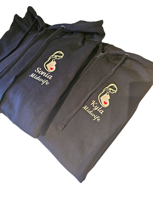 Student midwife hoodie, Midwife Jacket, embroidered midwife hoodie, pregnant lady hoodie