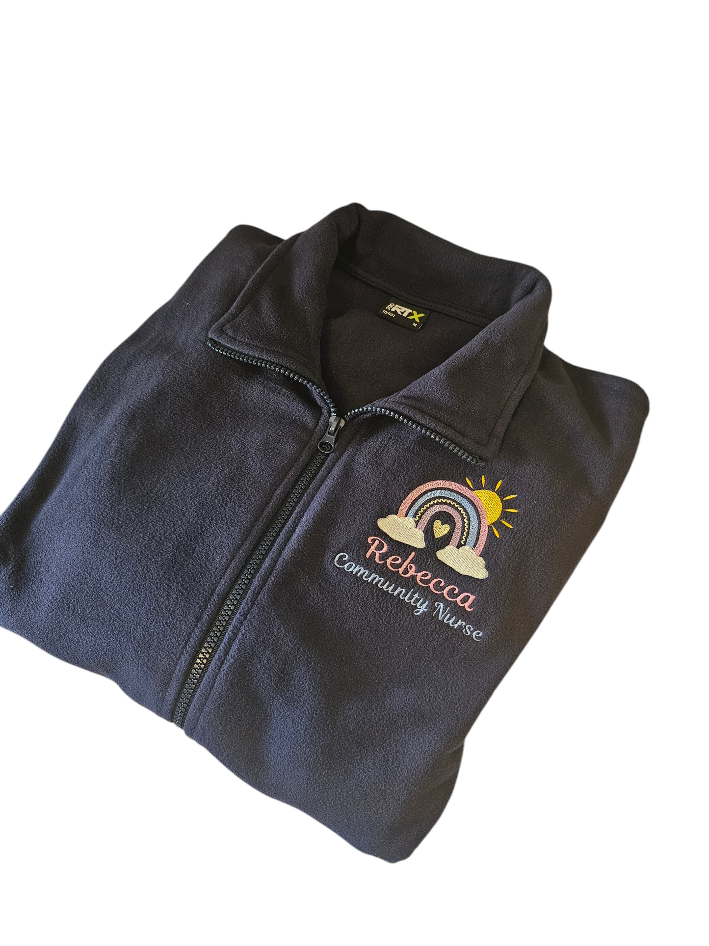 Pastel rainbow and sunshine fleece, nursing jacket, midwife fleece, student midwife gift, student nurse shift jacket
