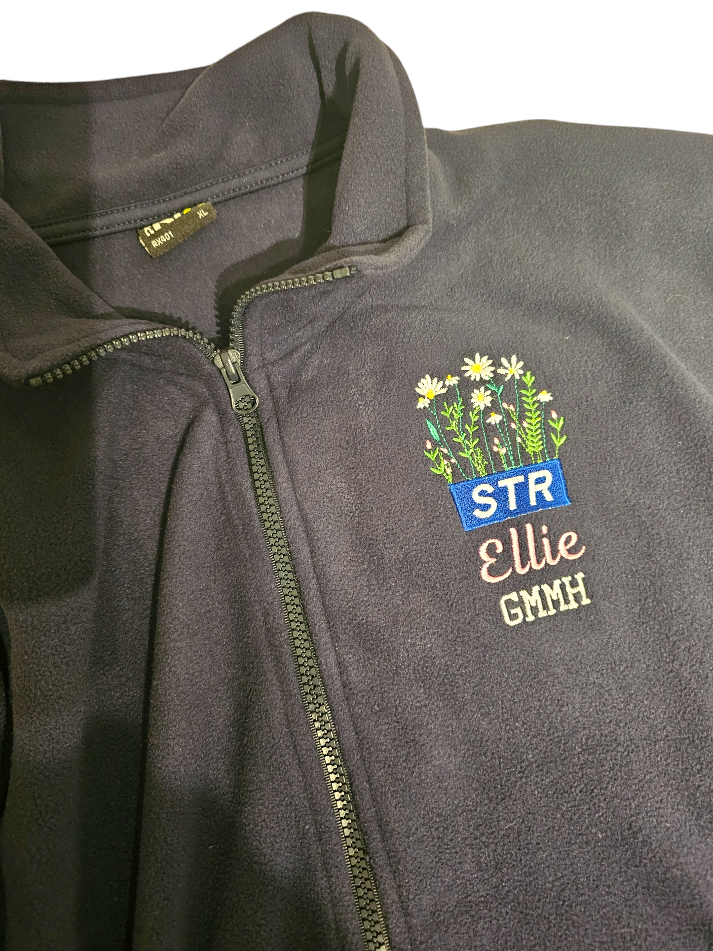 Embroidered wild flower fleece with blue logo for initials fleece, NICU nurse, midwife fleece, student midwife jacket, student nurse fleece, doctor fleece