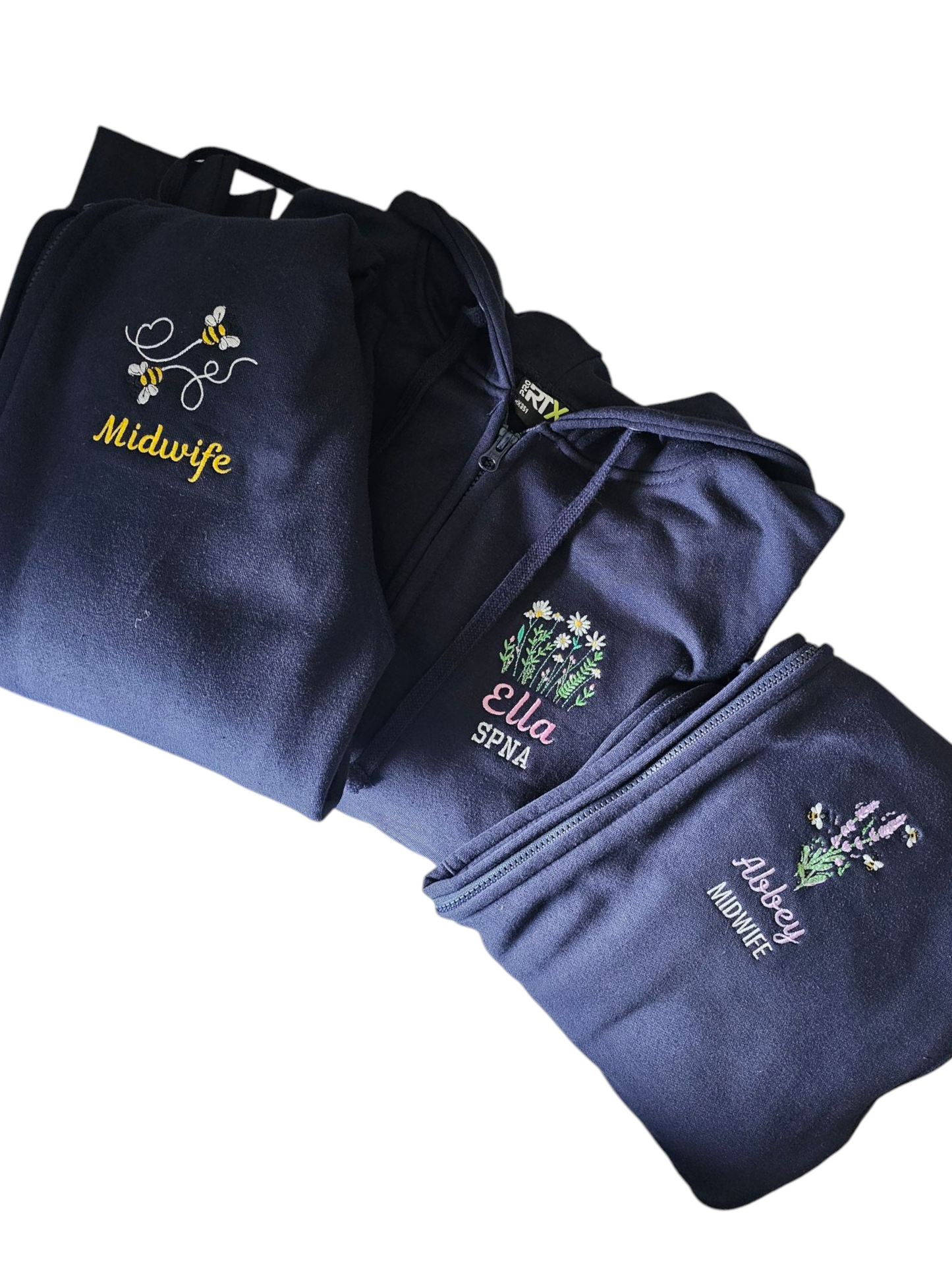 Embroidered Lavender Bumble Bee Hoodie - Healthcare - Floral Design Embroidery