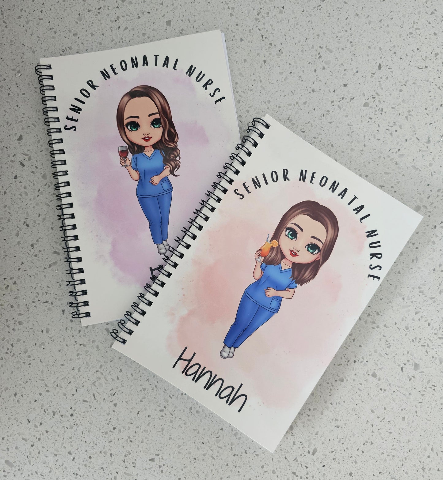 Personalised Character Notebook, Nurse, student nurse, student midwife, doctor, scrubs gift, student study gift notebook