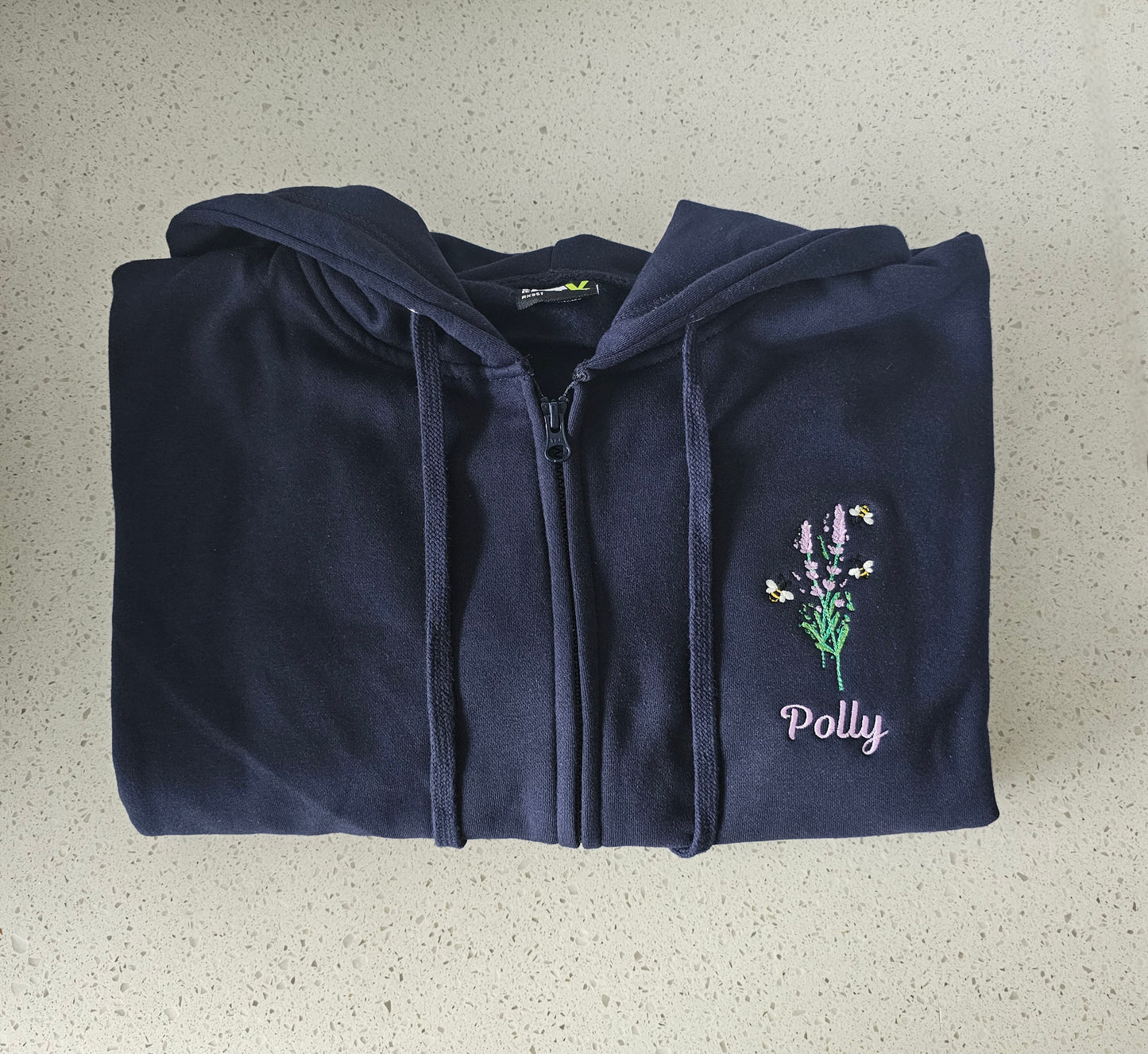 Embroidered Lavender Bumble Bee Hoodie - Healthcare - Floral Design Embroidery