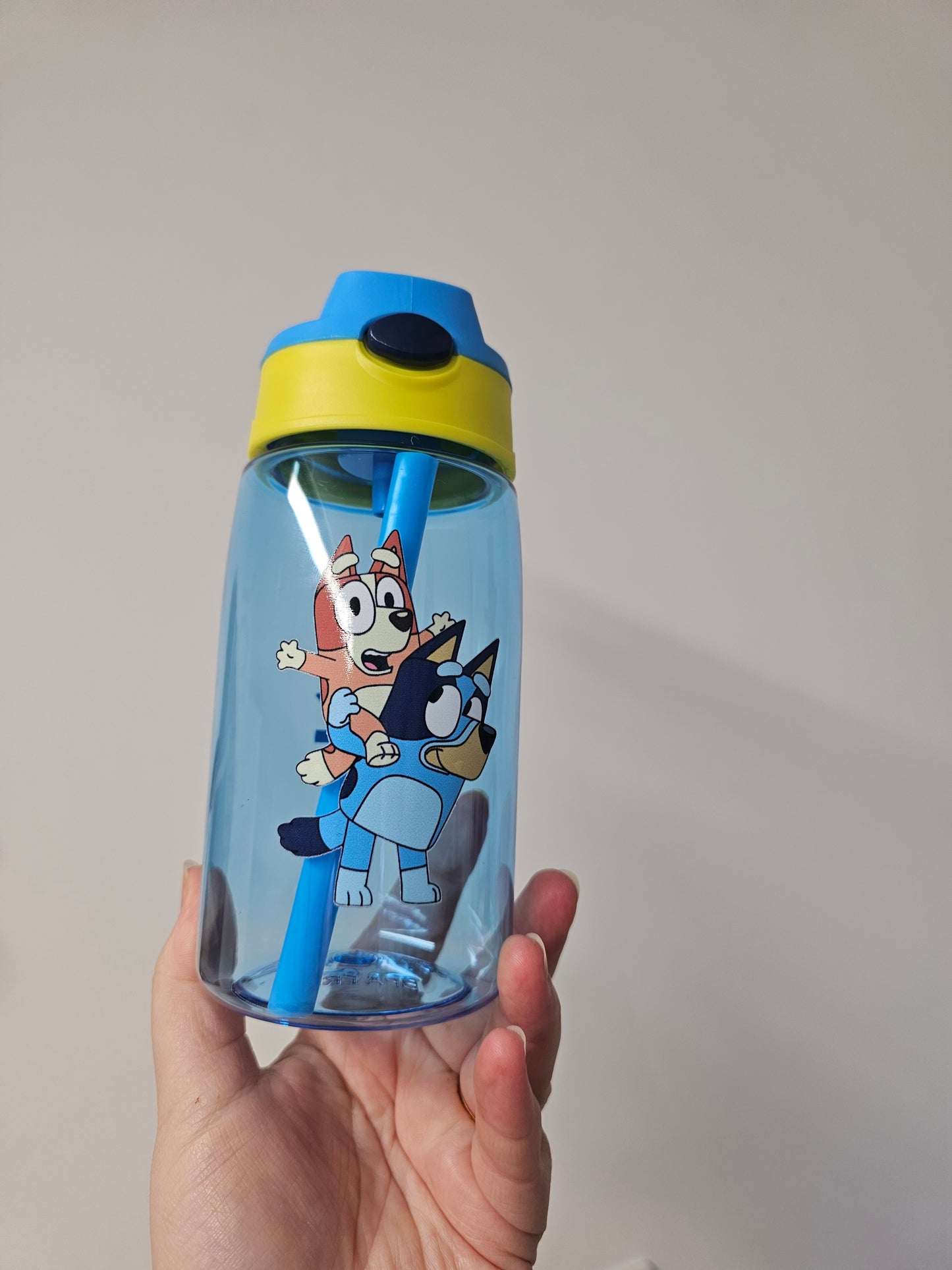 Children's plastic water bottle, personalised with image 2 tone plastic