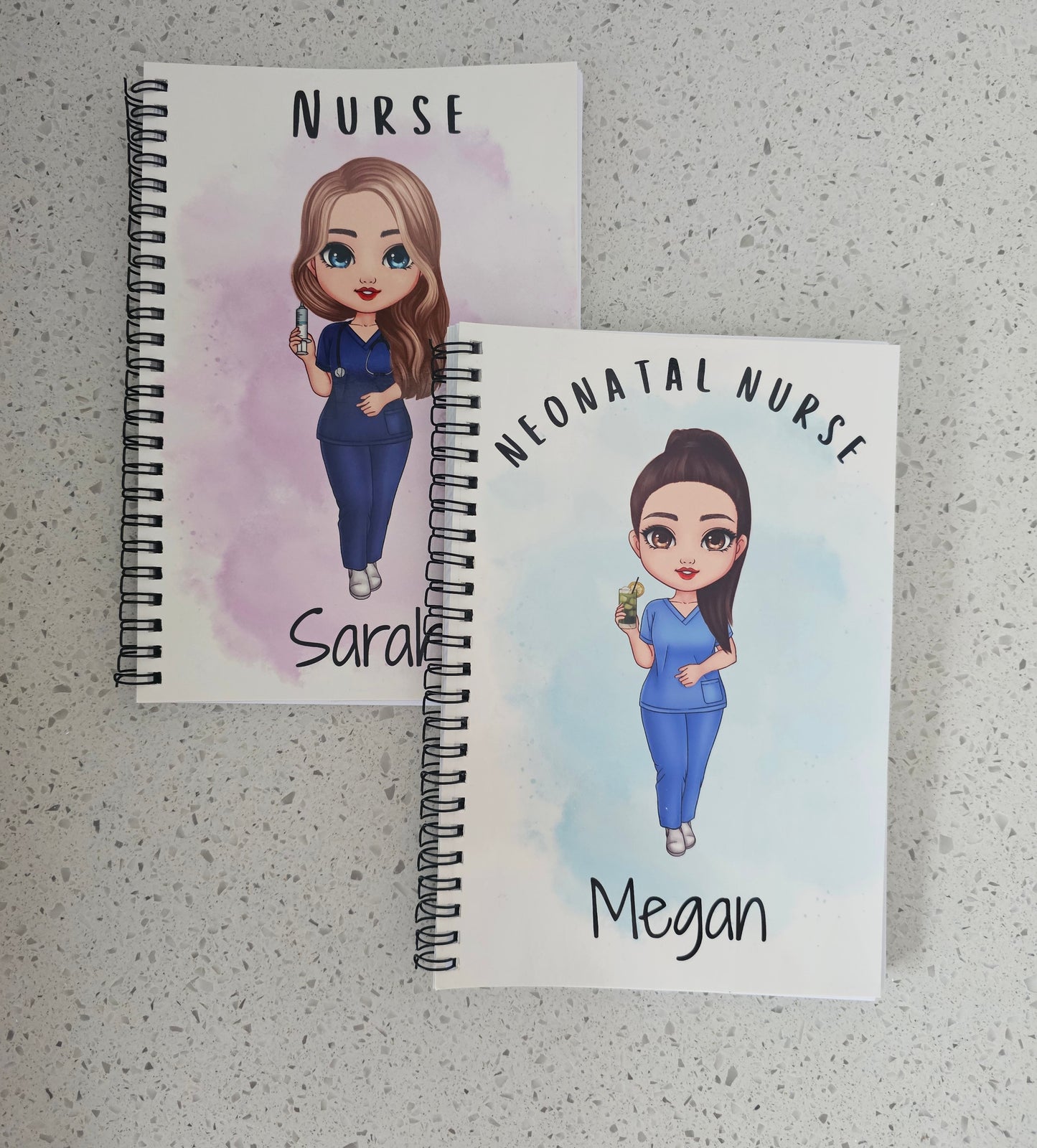 Personalised Character Notebook, Nurse, student nurse, student midwife, doctor, scrubs gift, student study gift notebook