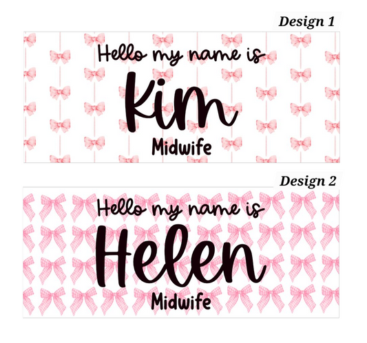 Midwife Bow Name Badge, Nurse Name Badge, NHS Name Badge, Student Midwife Name Badge, Student Nurse Name Badge, Doctor Name Badge - Bow Designs