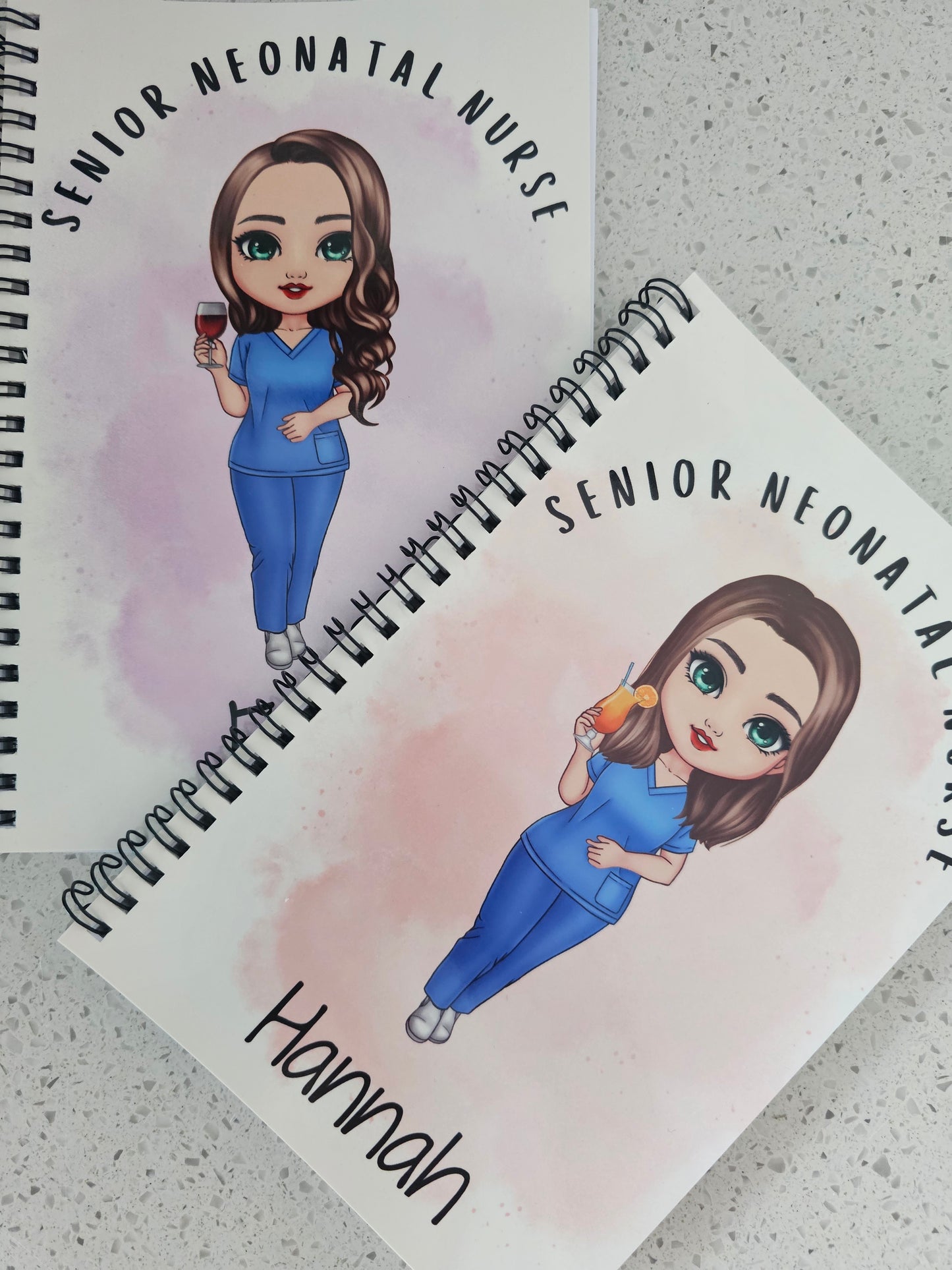 Personalised Character Notebook, Nurse, student nurse, student midwife, doctor, scrubs gift, student study gift notebook